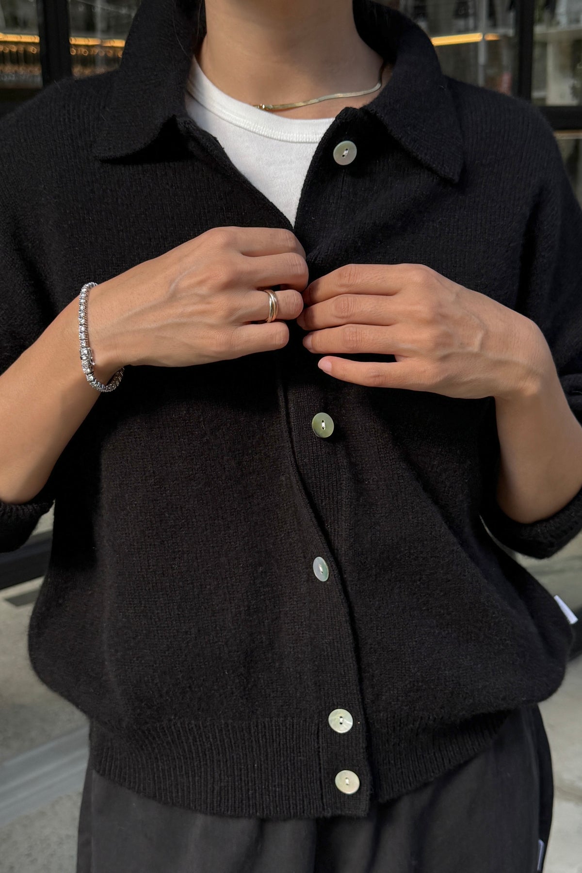 Lou Cashmere Cardigan - Black