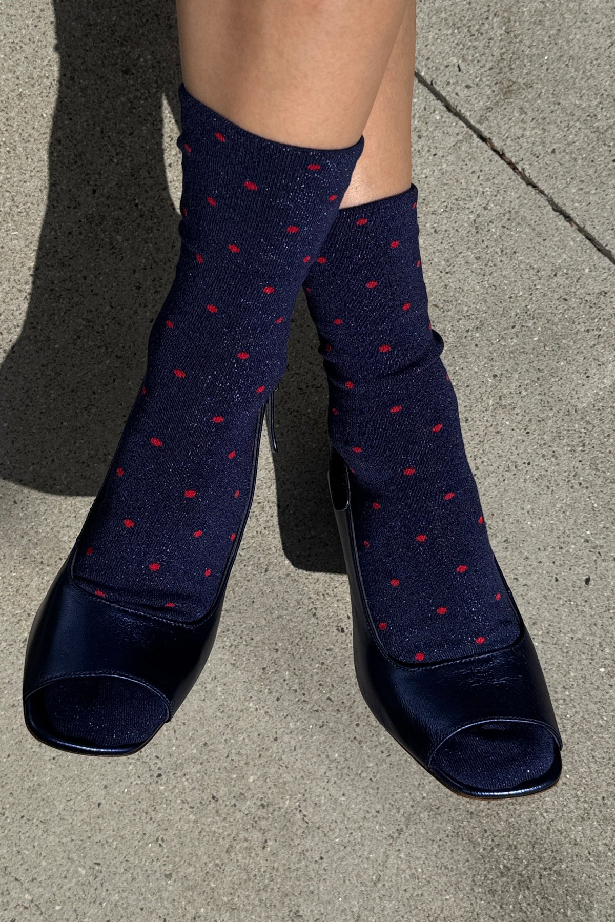 Lurex Patterned Sneaker - Polka Dot - Ink Blue/Red