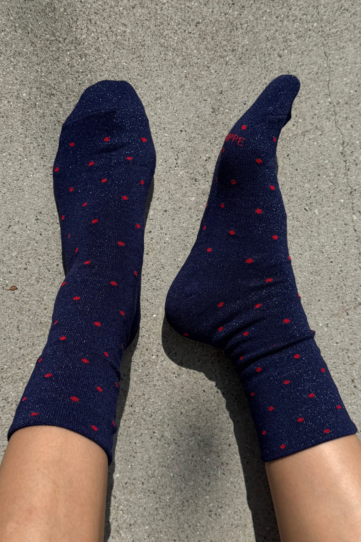 Lurex Patterned Sneaker - Polka Dot - Ink Blue/Red