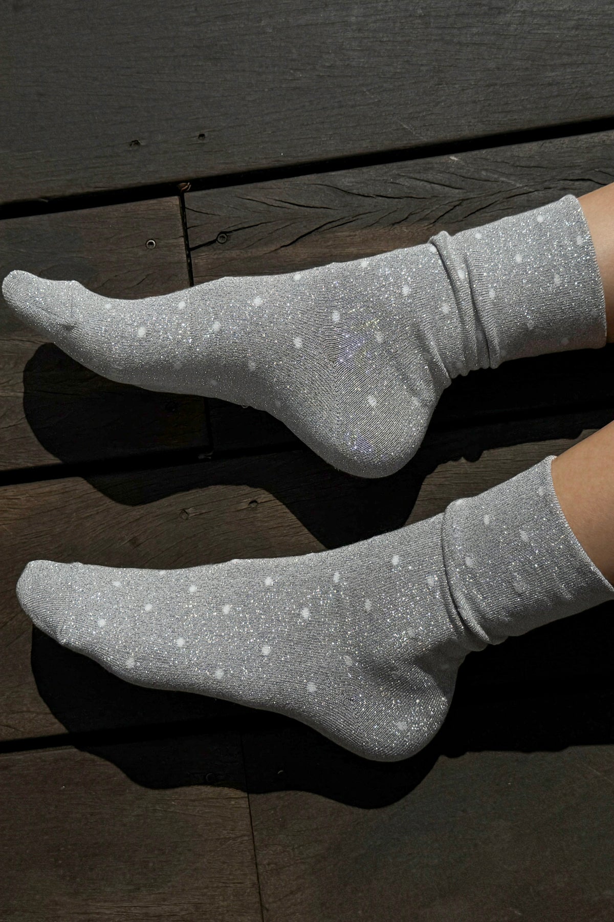 Lurex Patterned Sneaker - Polka Dot - Silver/White