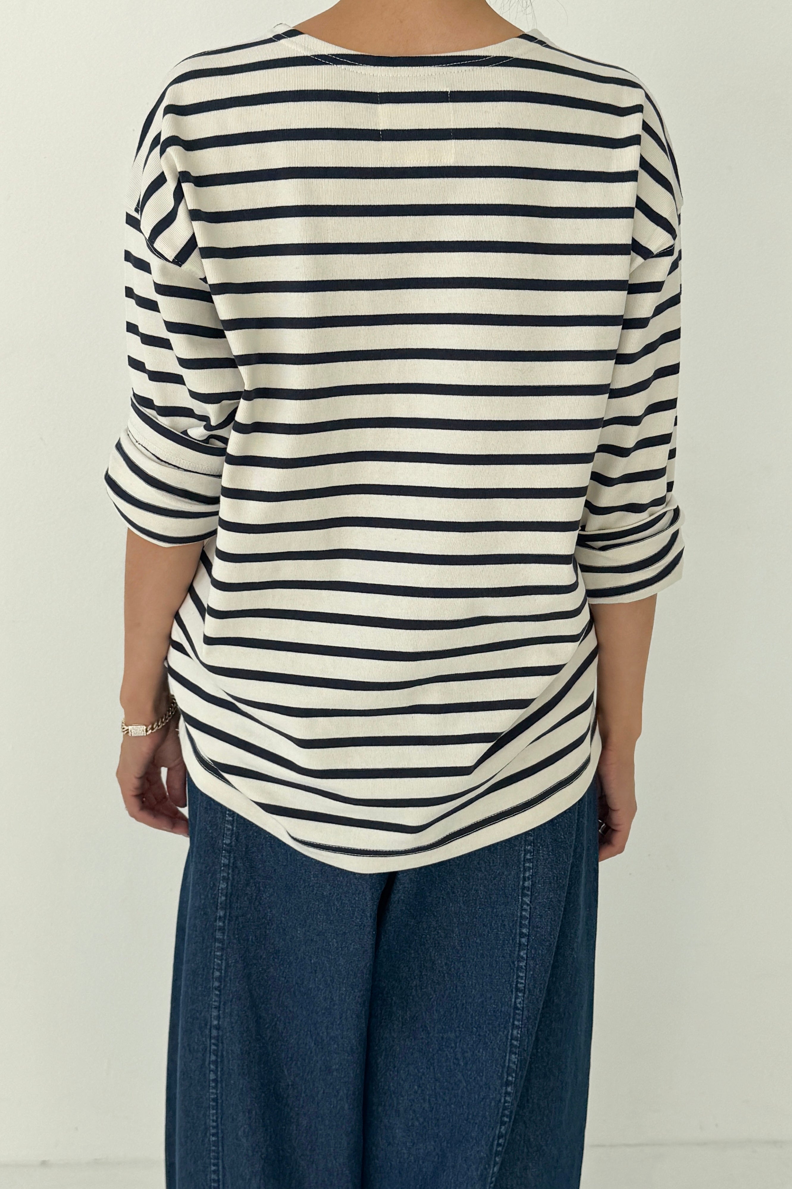 Marseille Top - Navy Stripe on Cream