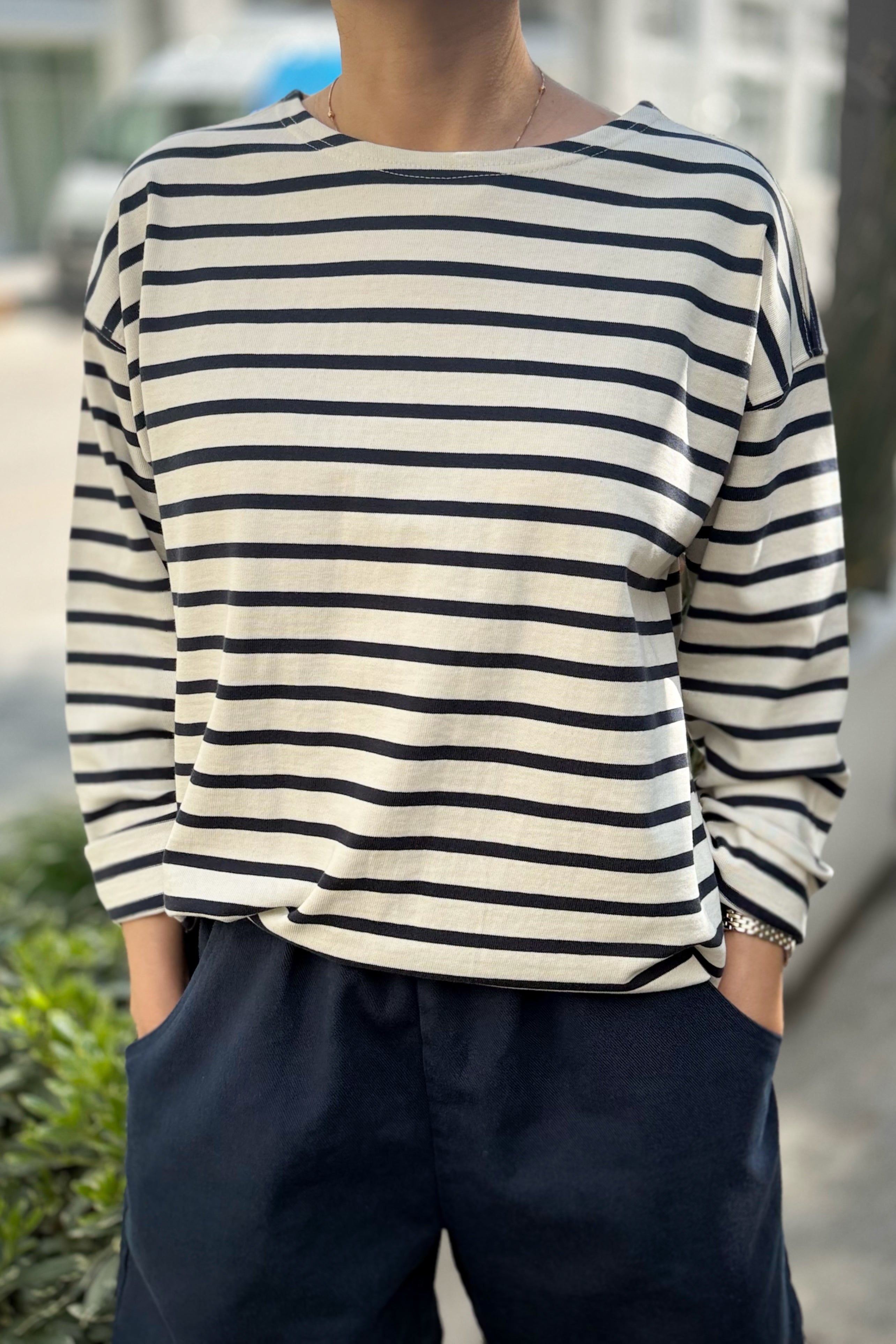 Marseille Top - Navy Stripe on Cream