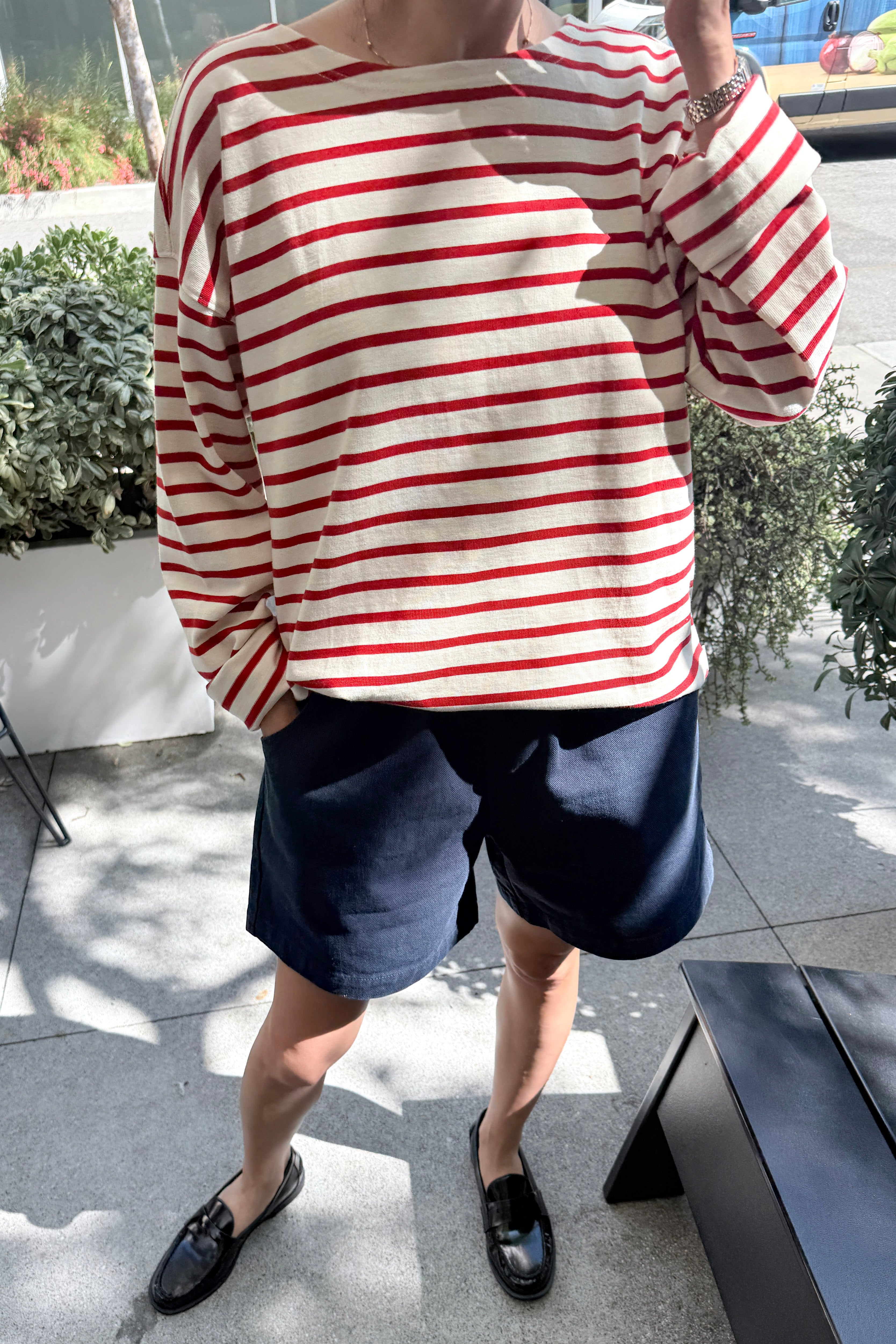 Marseille Top - Red Stripe on Cream