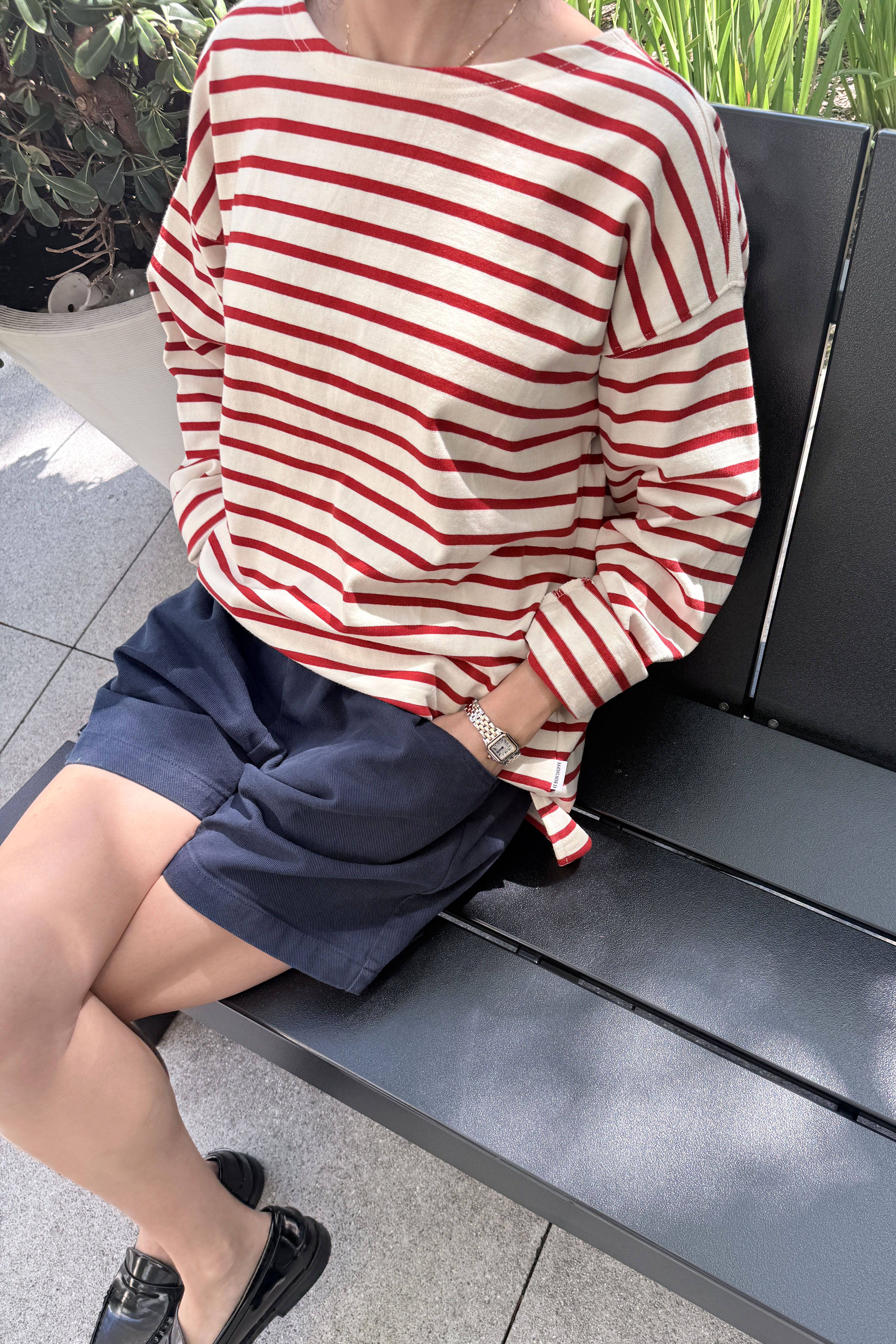 Marseille Top - Red Stripe on Cream