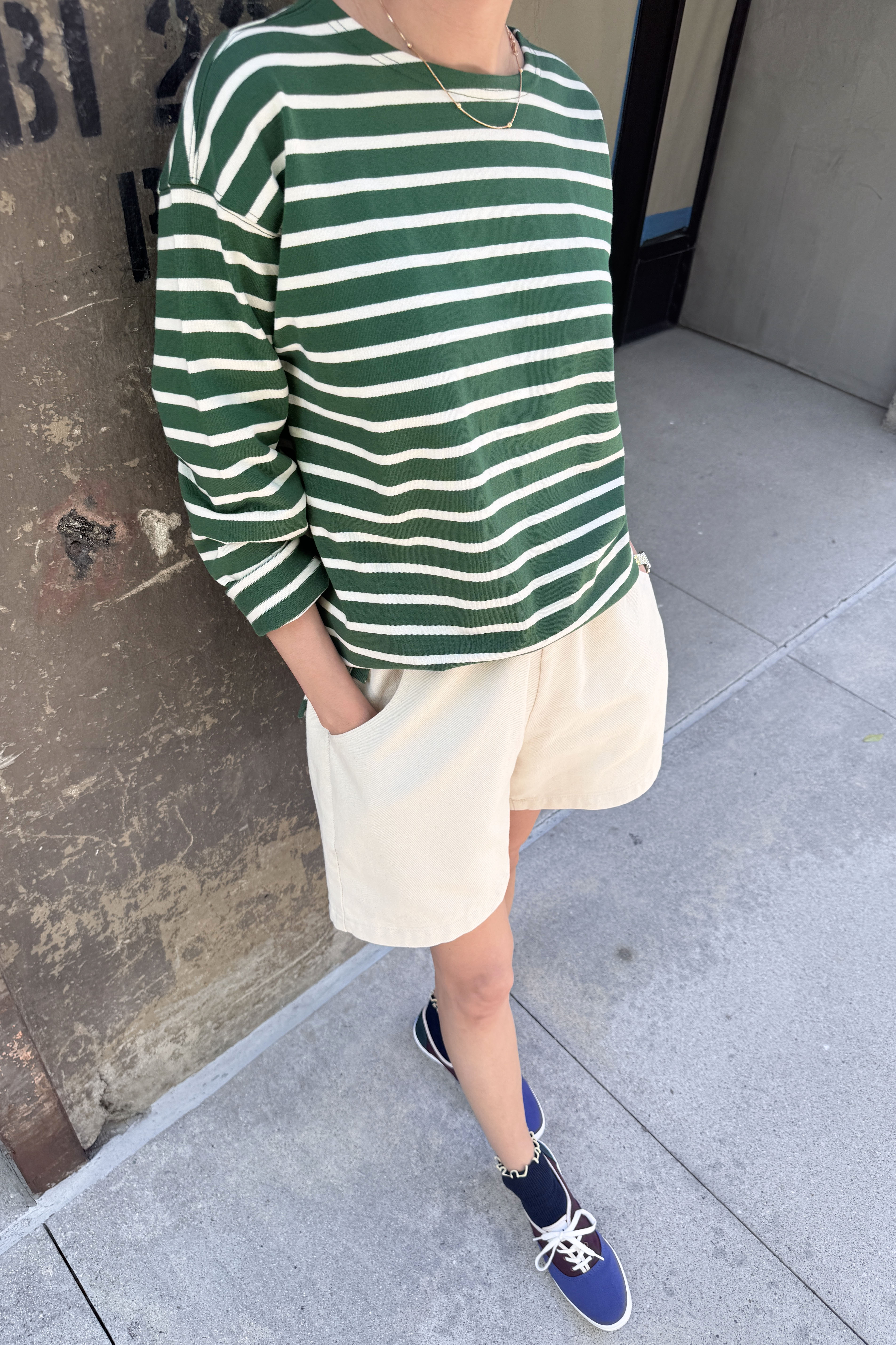 Marseille Top - White Stripe on Pine