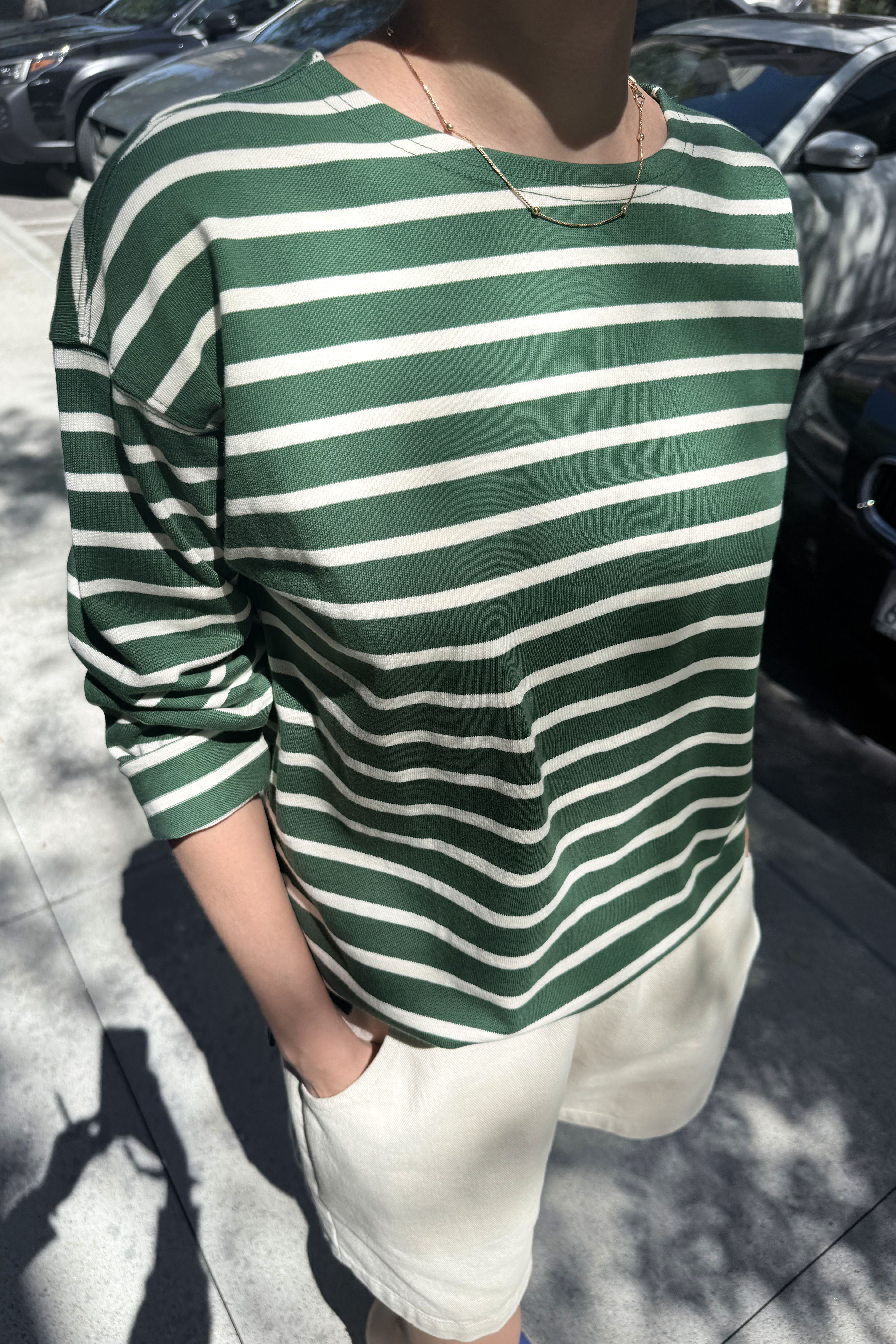 Marseille Top - White Stripe on Pine