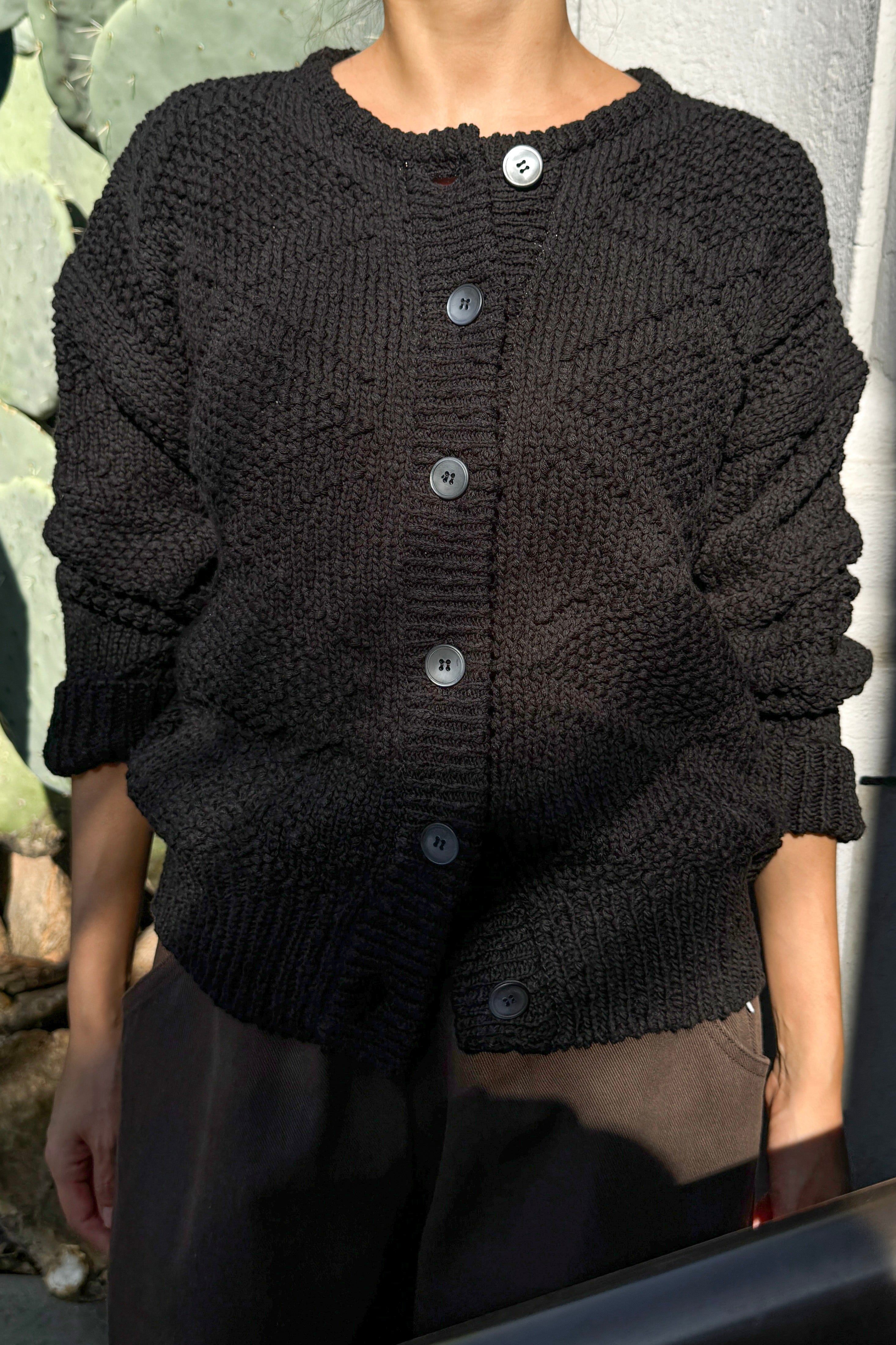 Mason Cotton Cardigan - Black