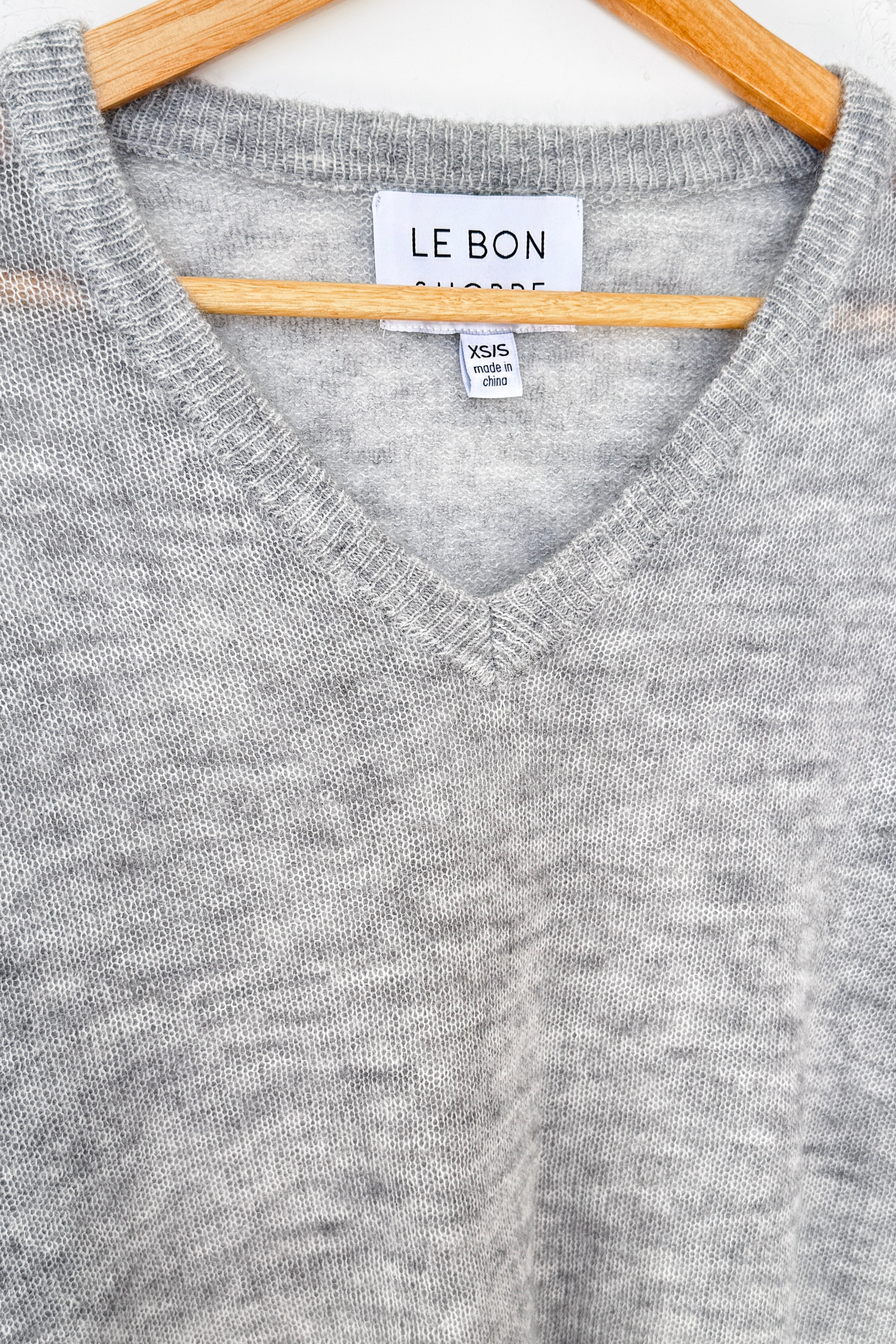 Matthew V-Neck Mohair Sweater- Icy Grey