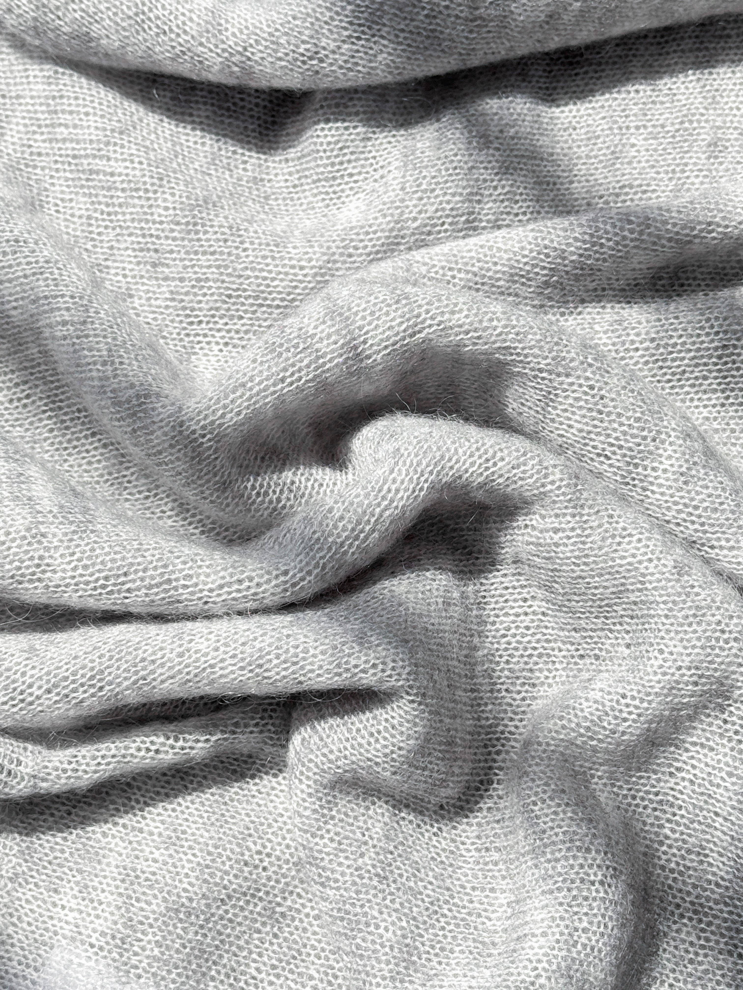 Matthew V-Neck Mohair Sweater- Icy Grey