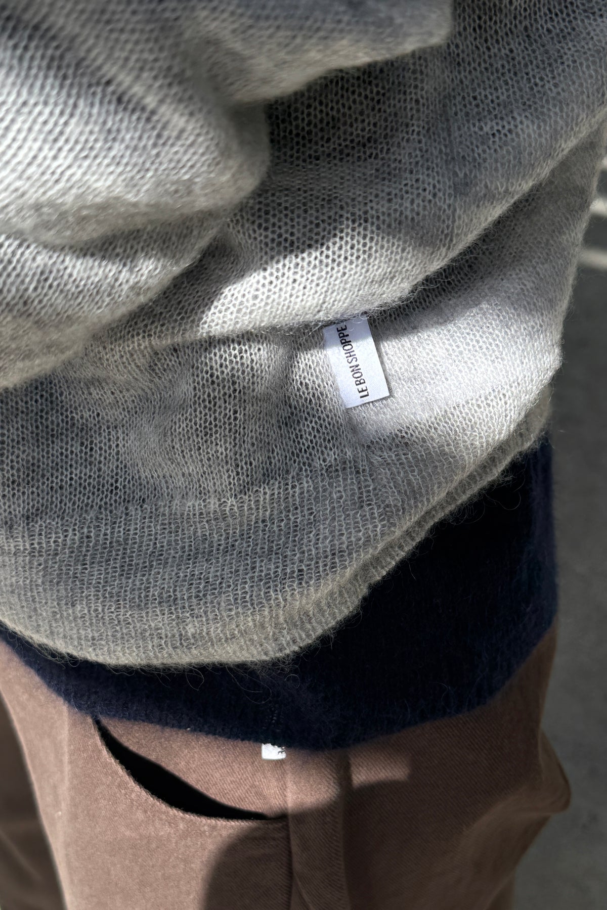 Matthew V-Neck Mohair Sweater- Icy Grey