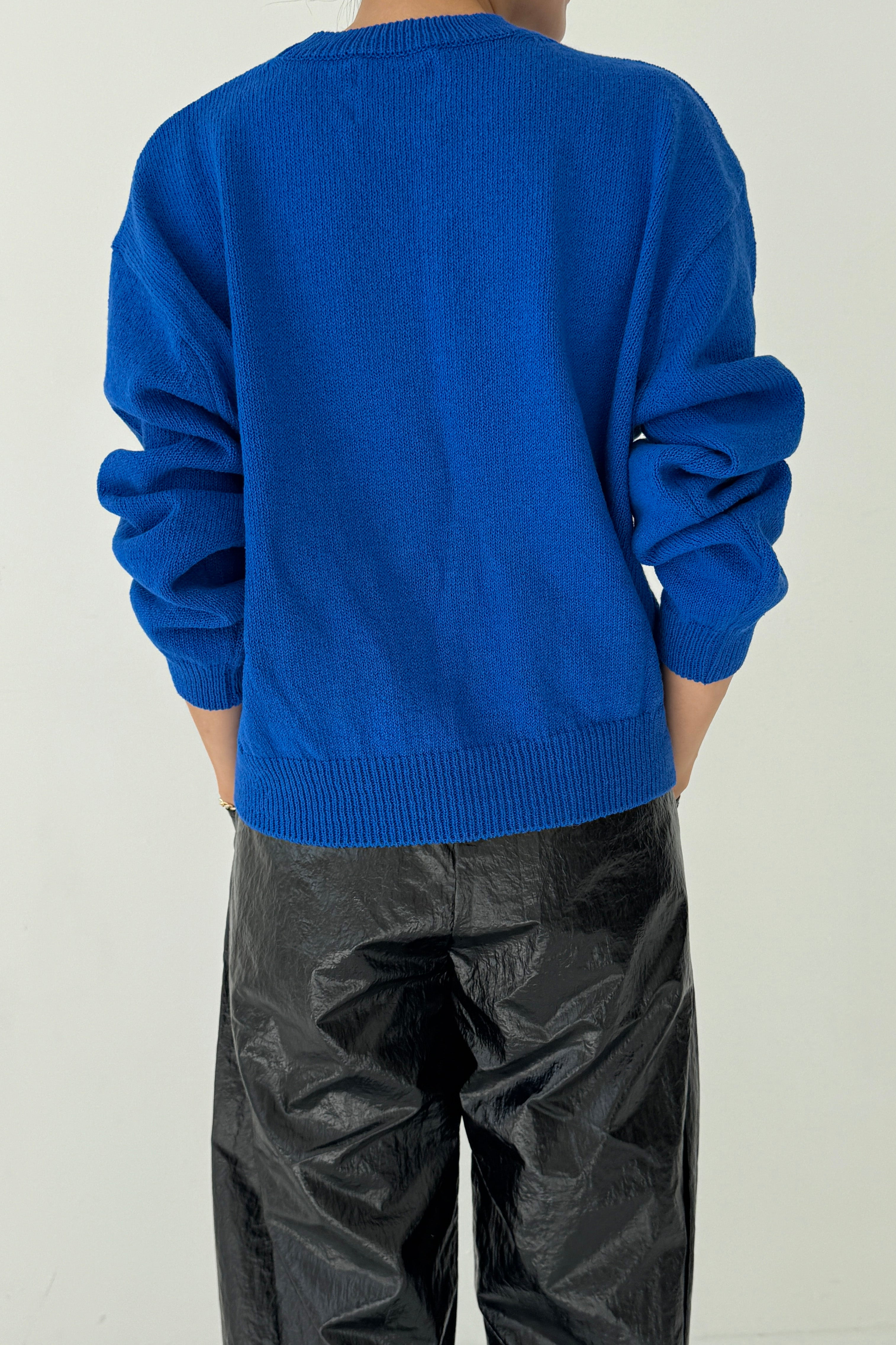 Milo Cotton Sweater - Cobalt