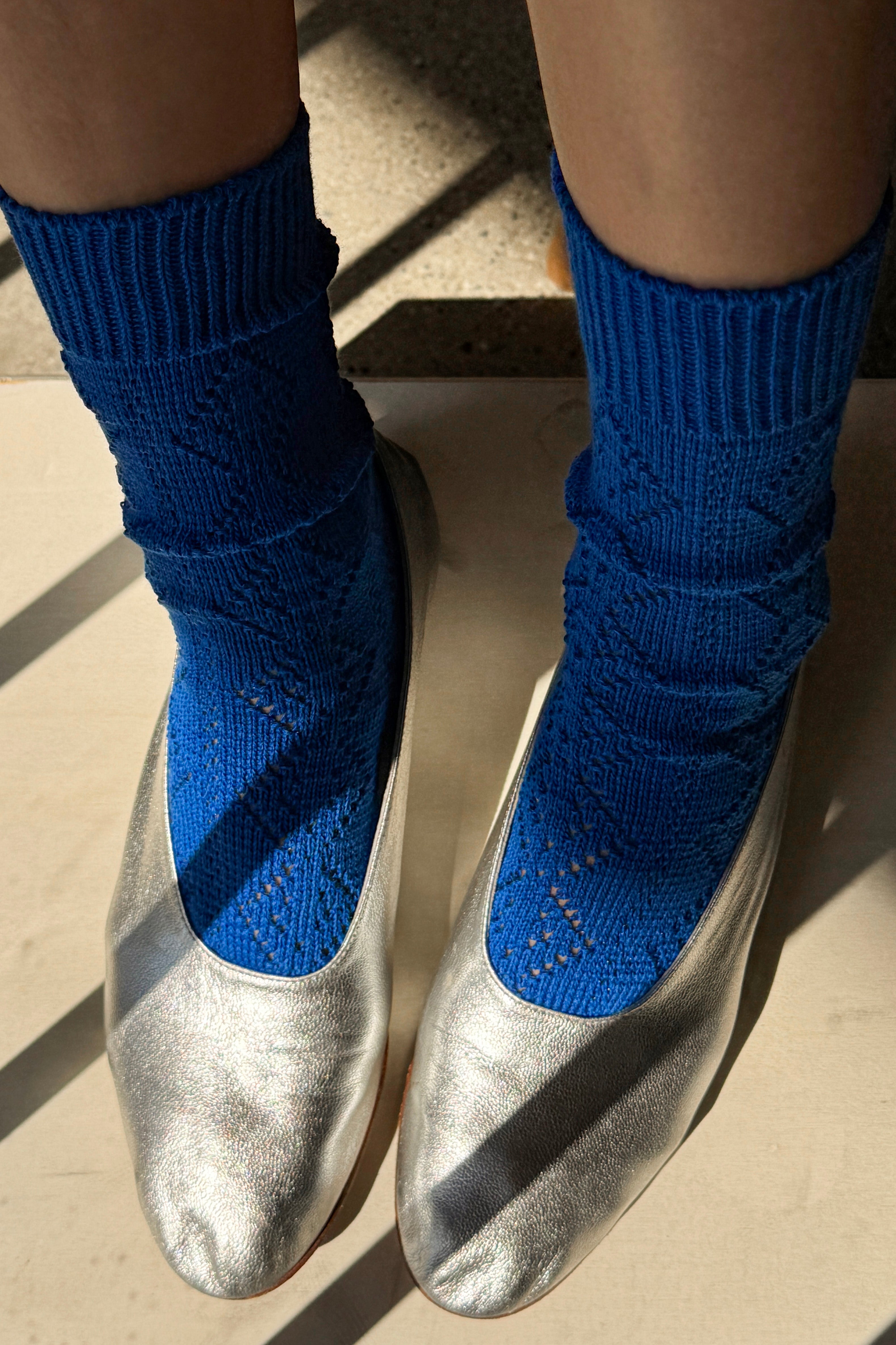 Modal Eyelet Socks - Cobalt