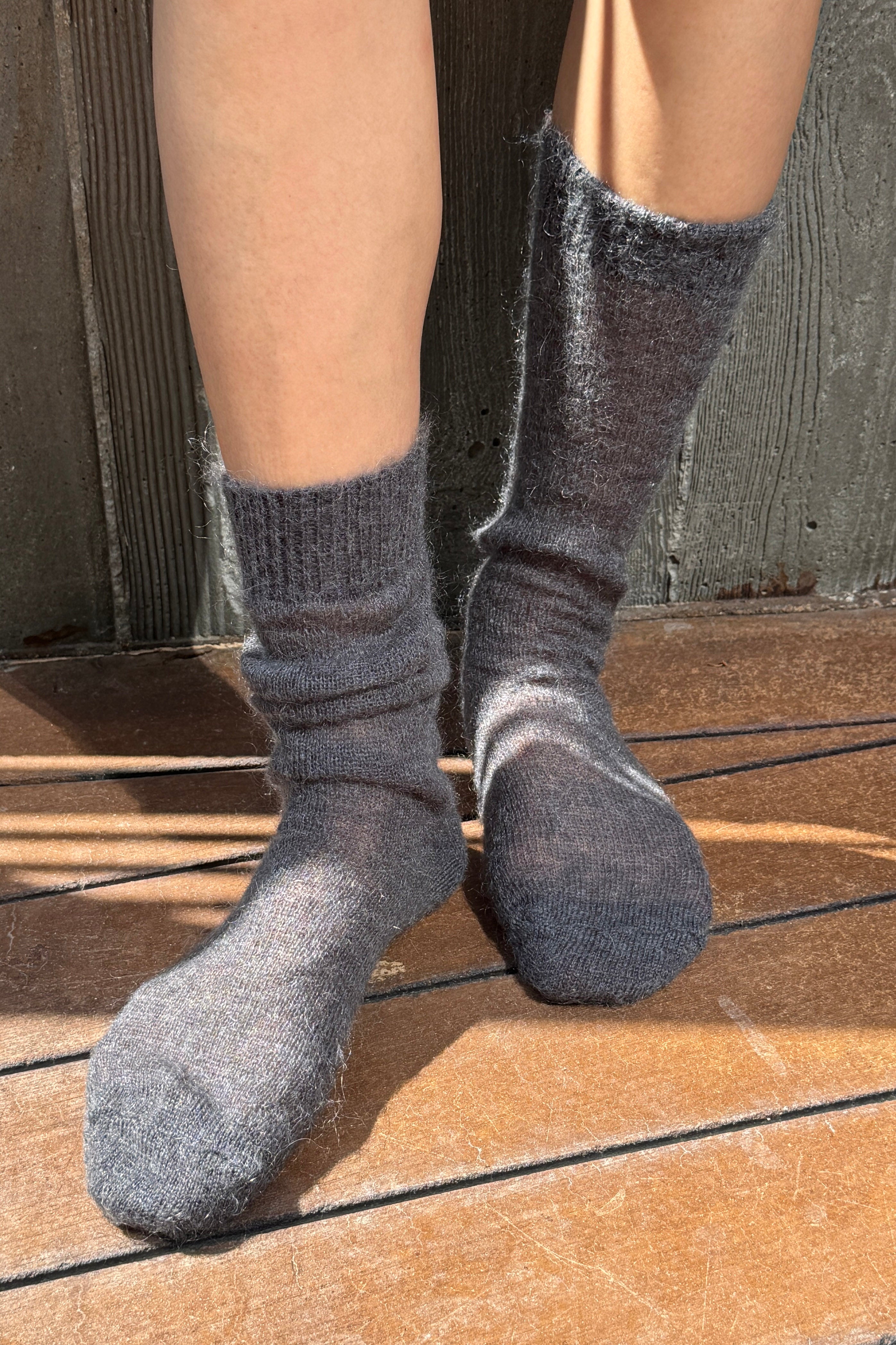 Mohair Veil Socks - Charcoal