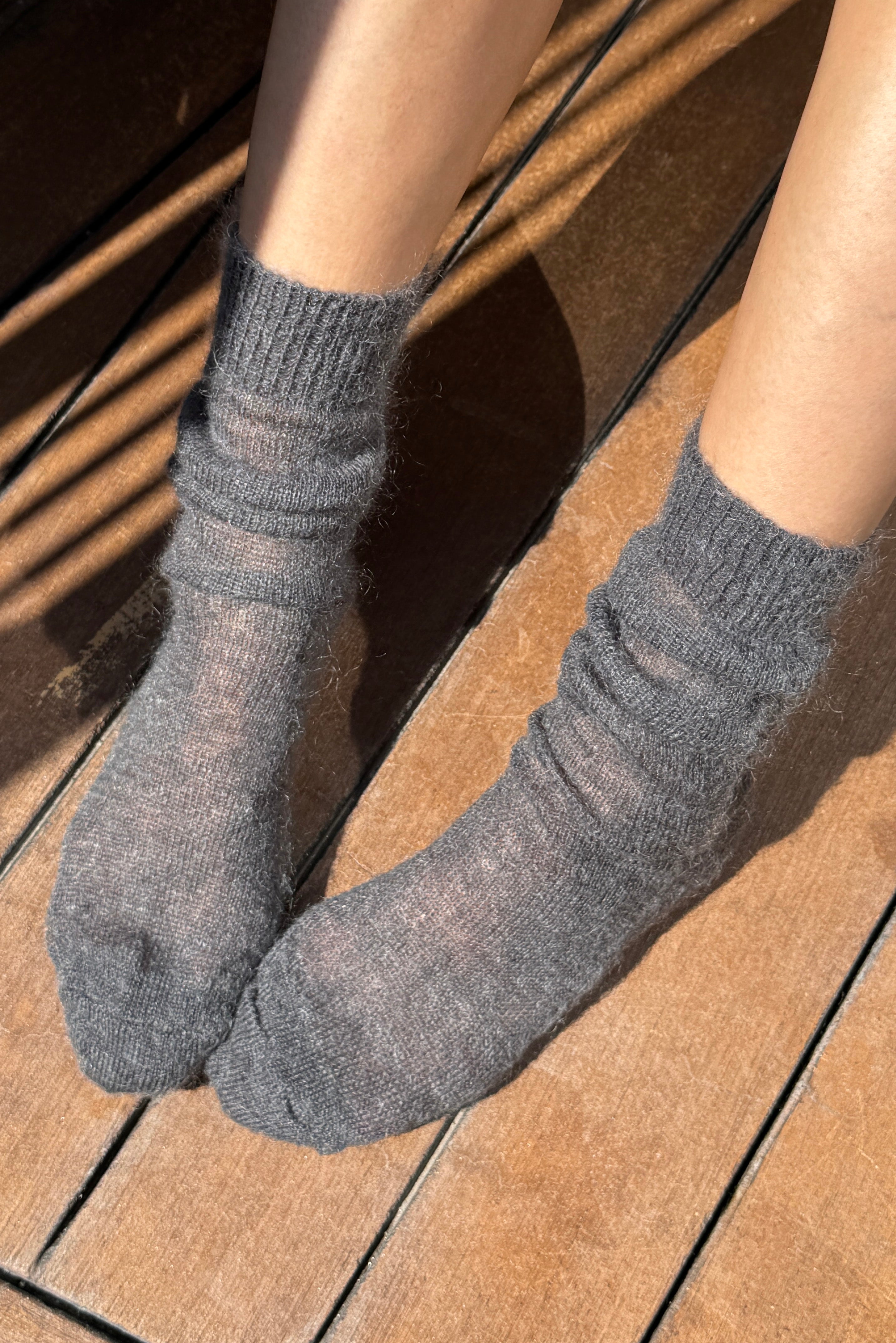 Mohair Veil Socks - Charcoal