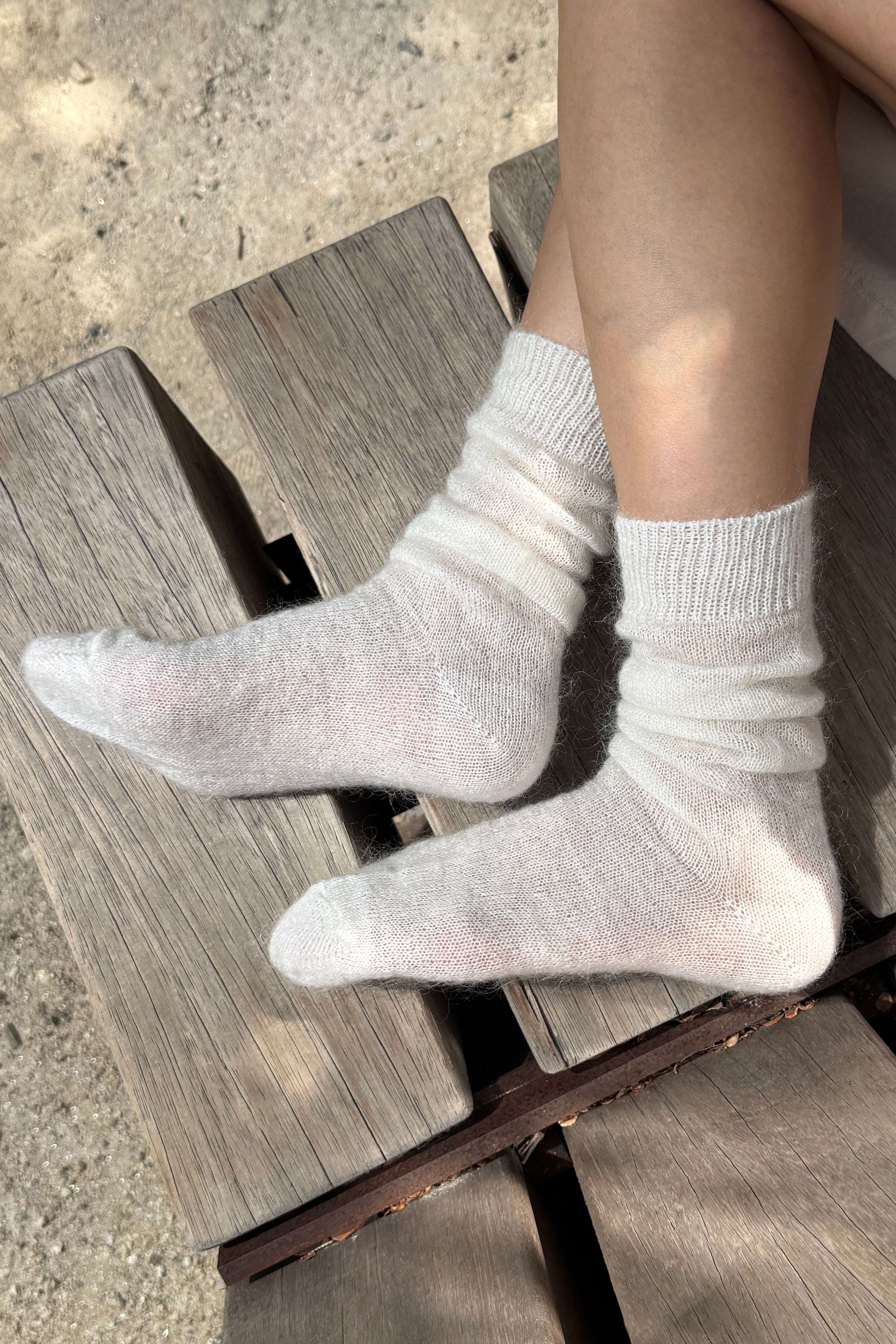 Mohair Veil Socks - Cream