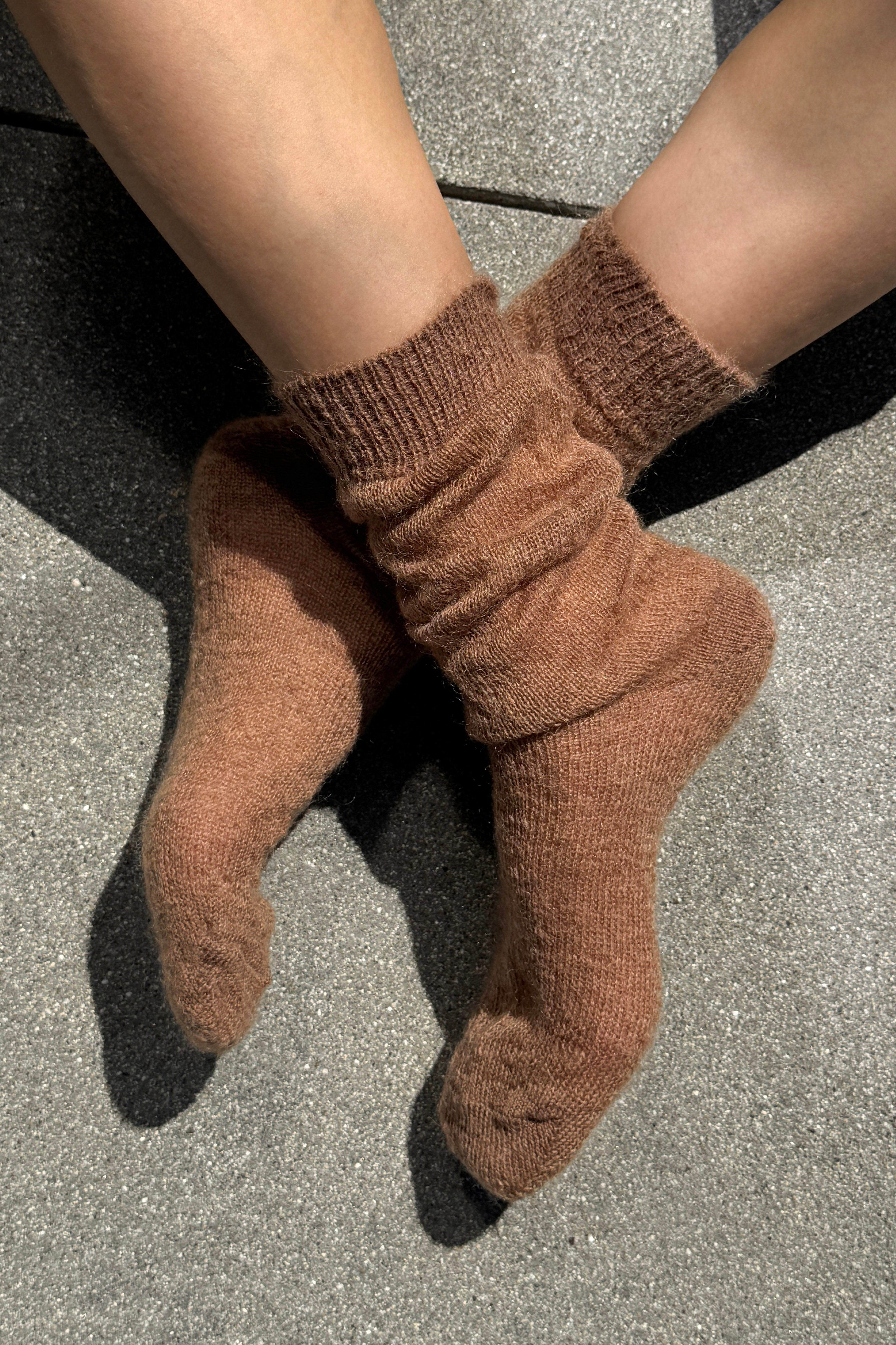 Mohair Veil Socks - Mocha