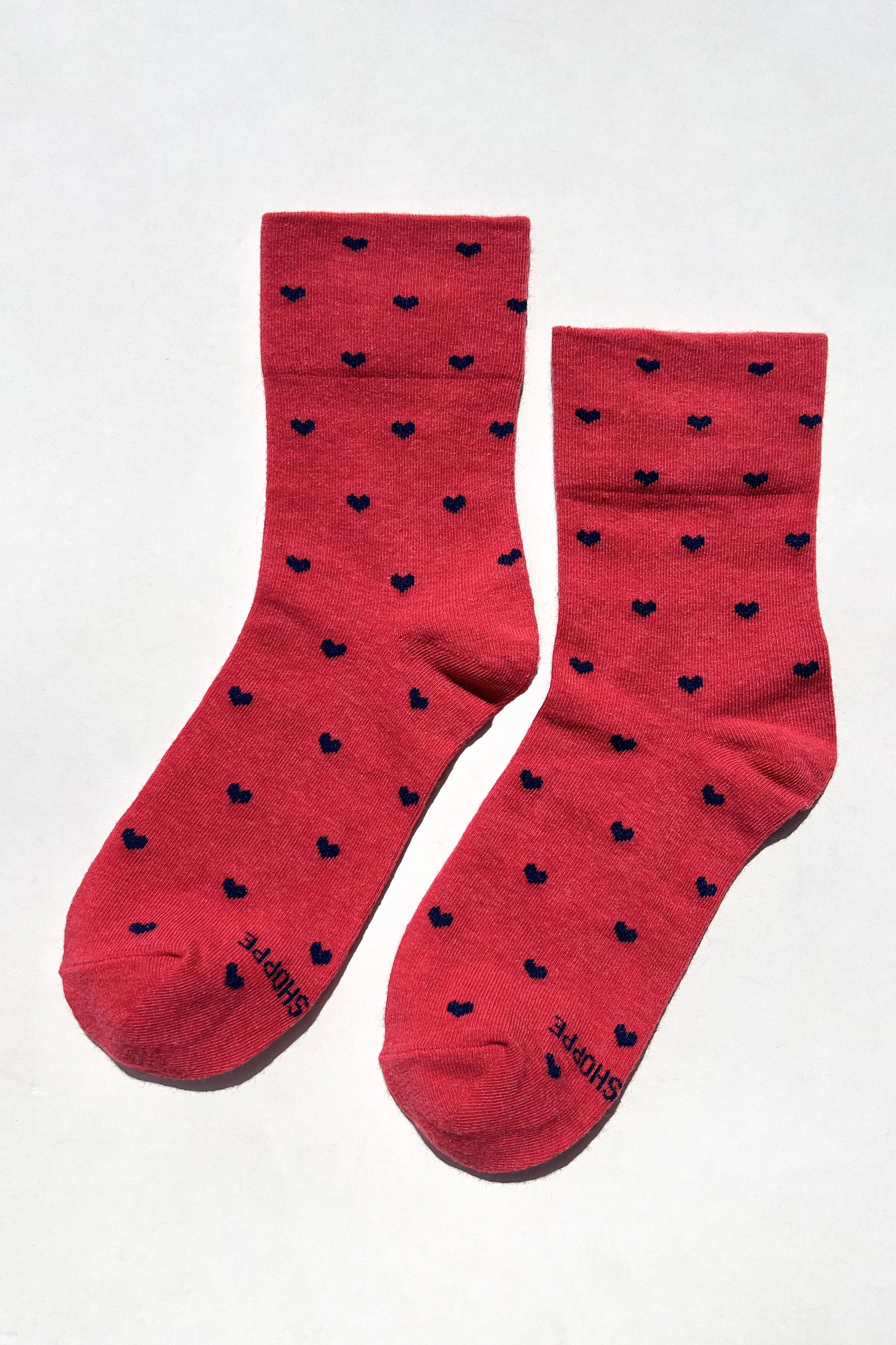 Heart Sneaker Socks - Tomato/ Navy