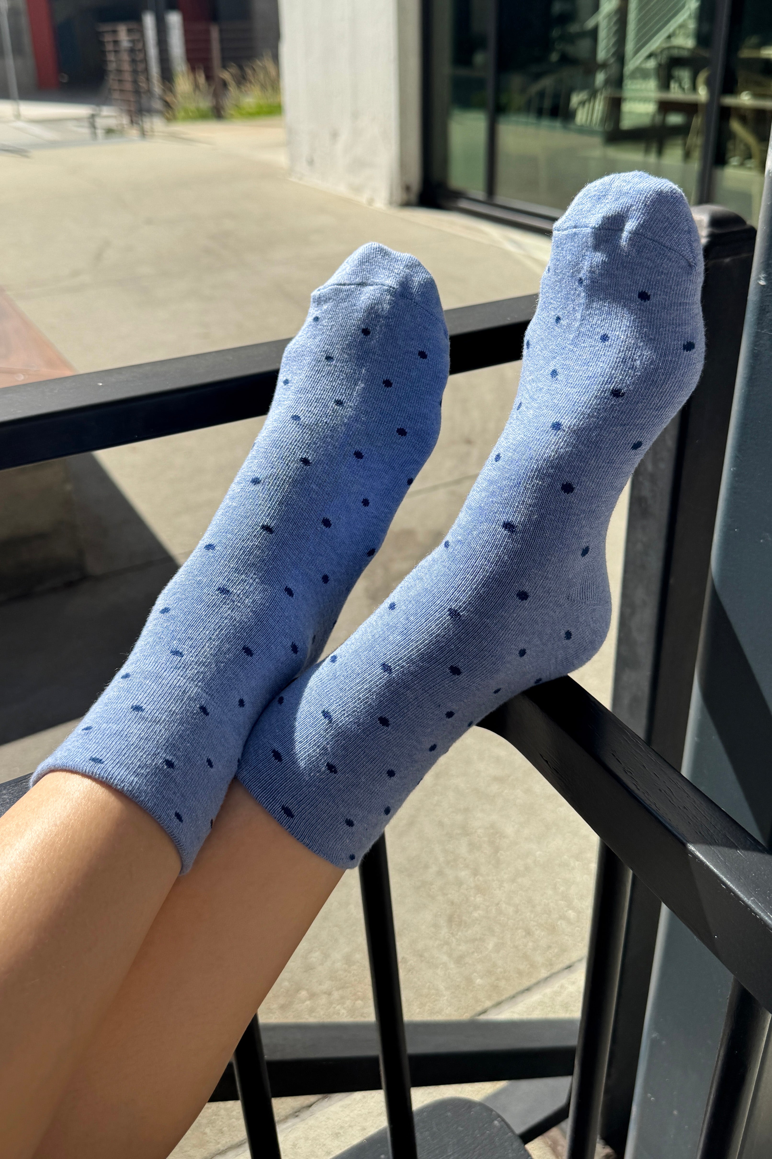 Polka Dot Sneaker Socks - Blue/Navy