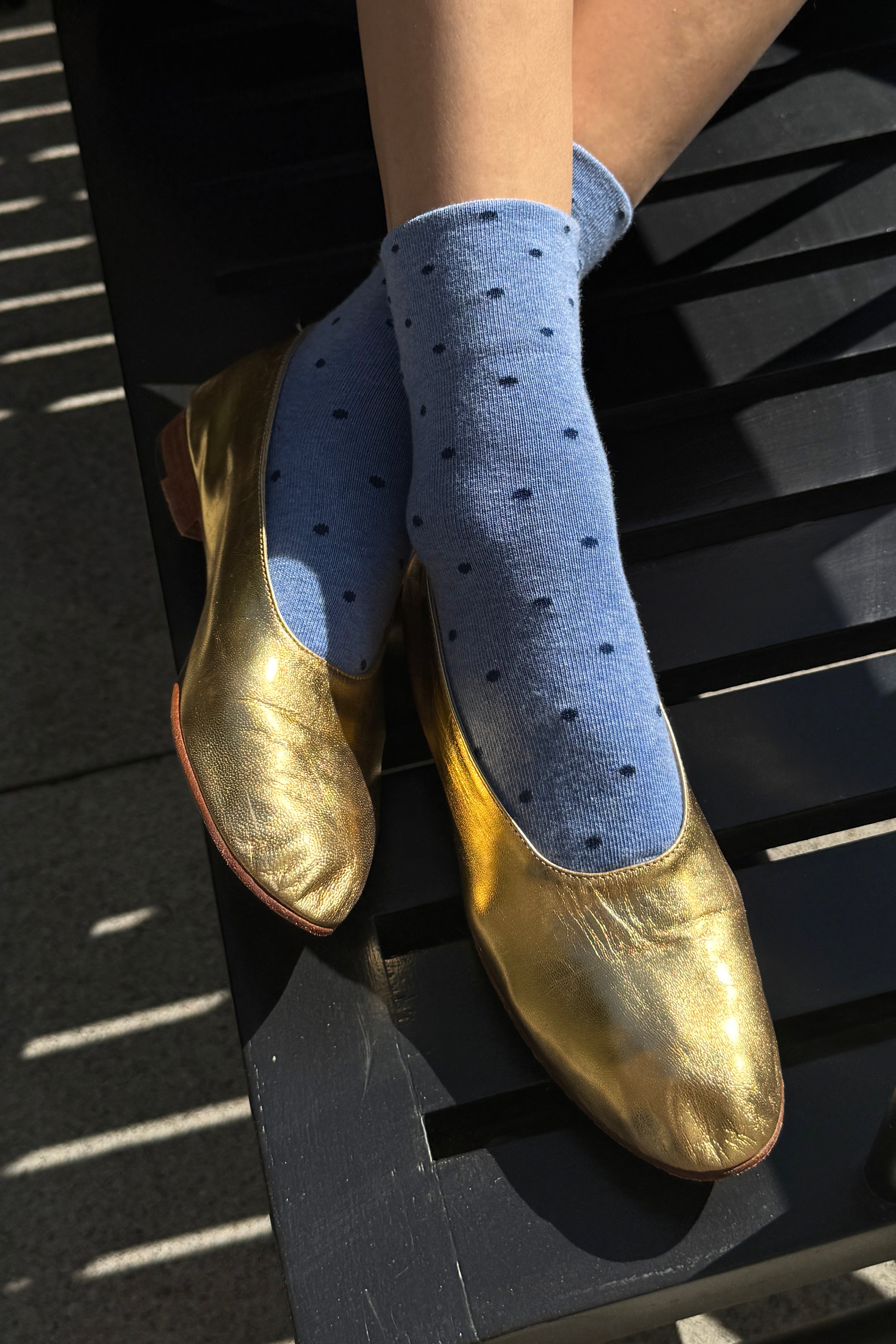 Polka Dot Sneaker Socks - Blue/Navy