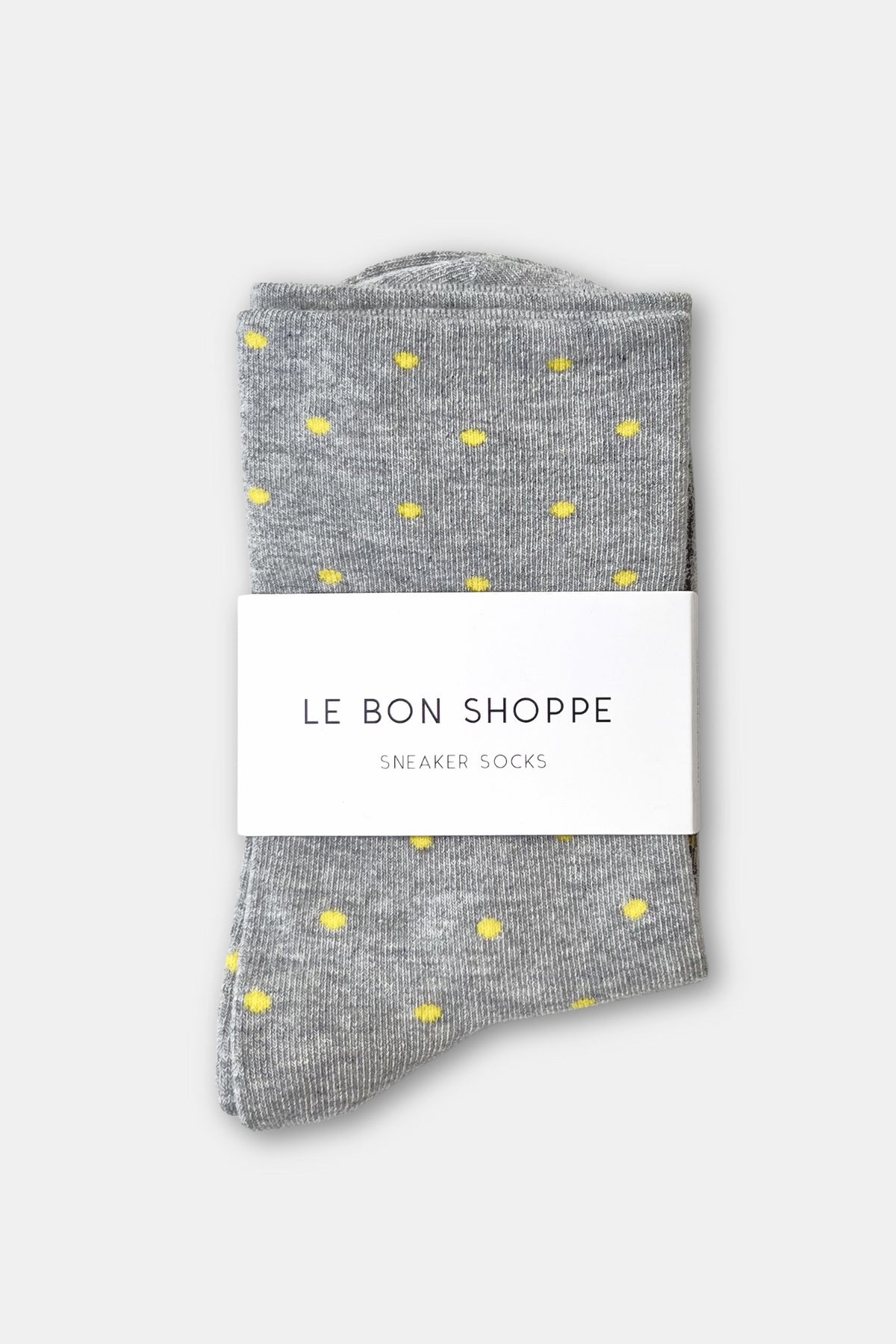 Polka Dot Sneaker Socks - Ht. Grey/Yellow