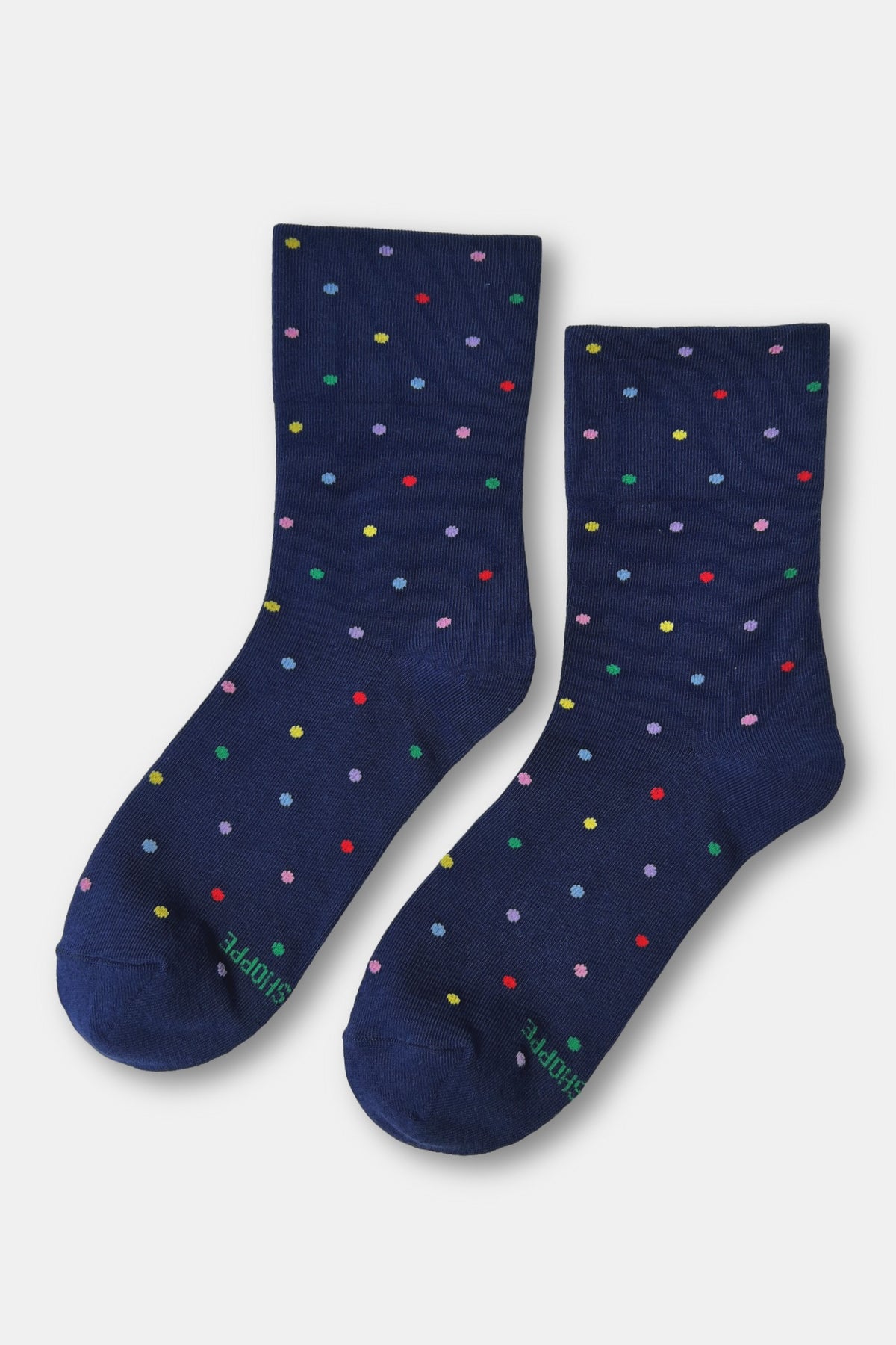 Polka Dot Sneaker Socks - Navy/Multi