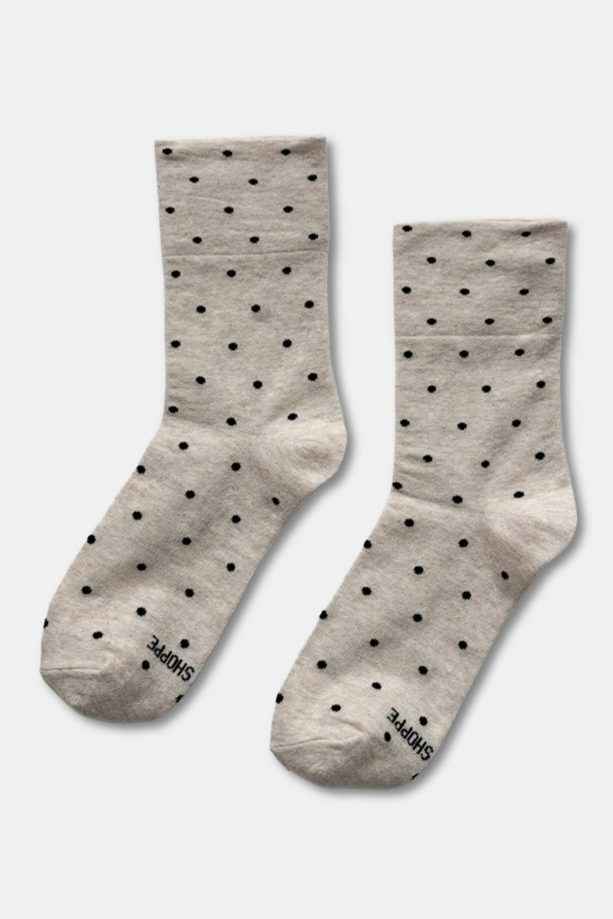 Polka Dot Sneaker Socks - Oatmeal / Black