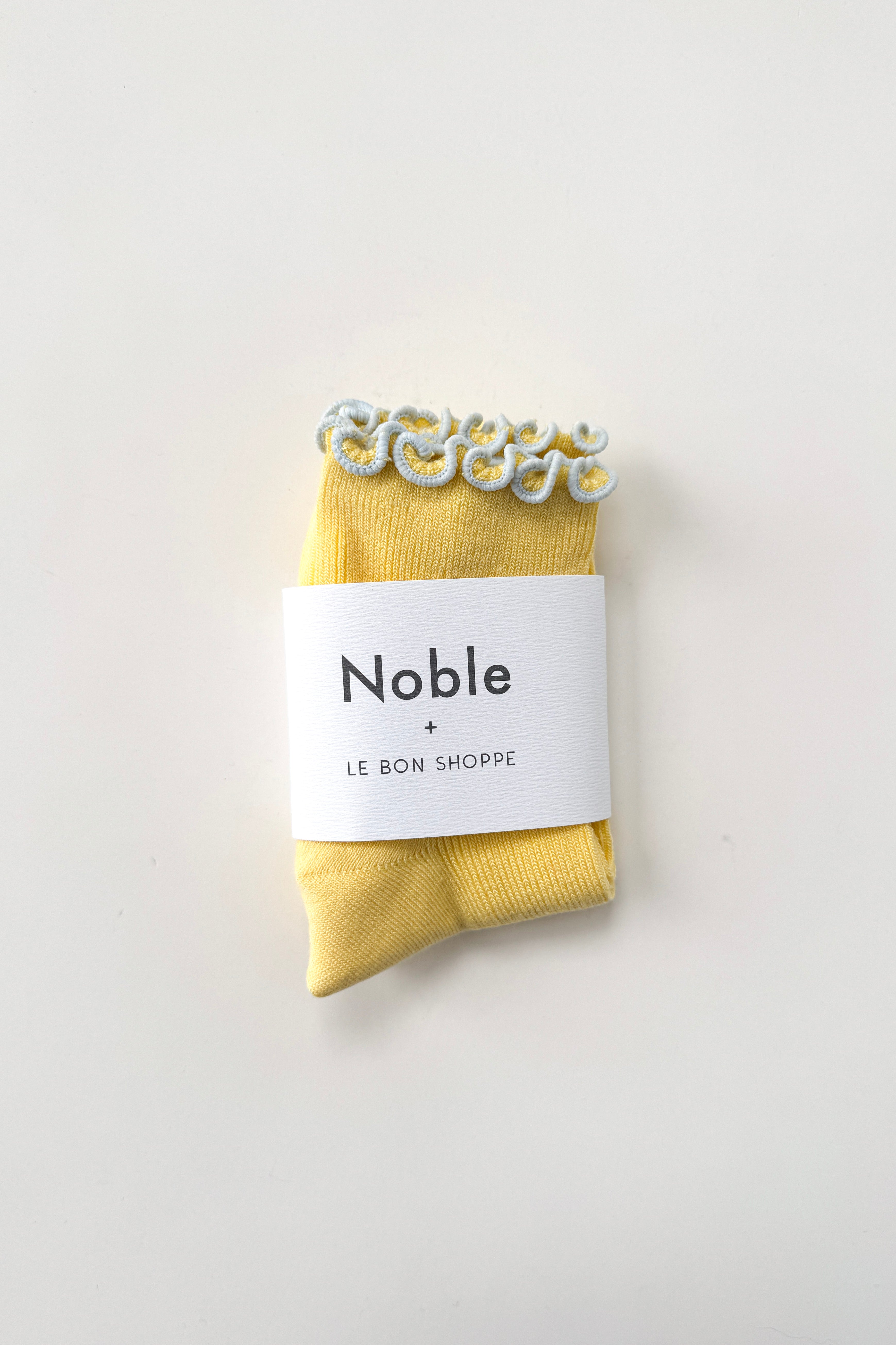 The Petite Ruffled Modal Socks - Butter / Baby Blue