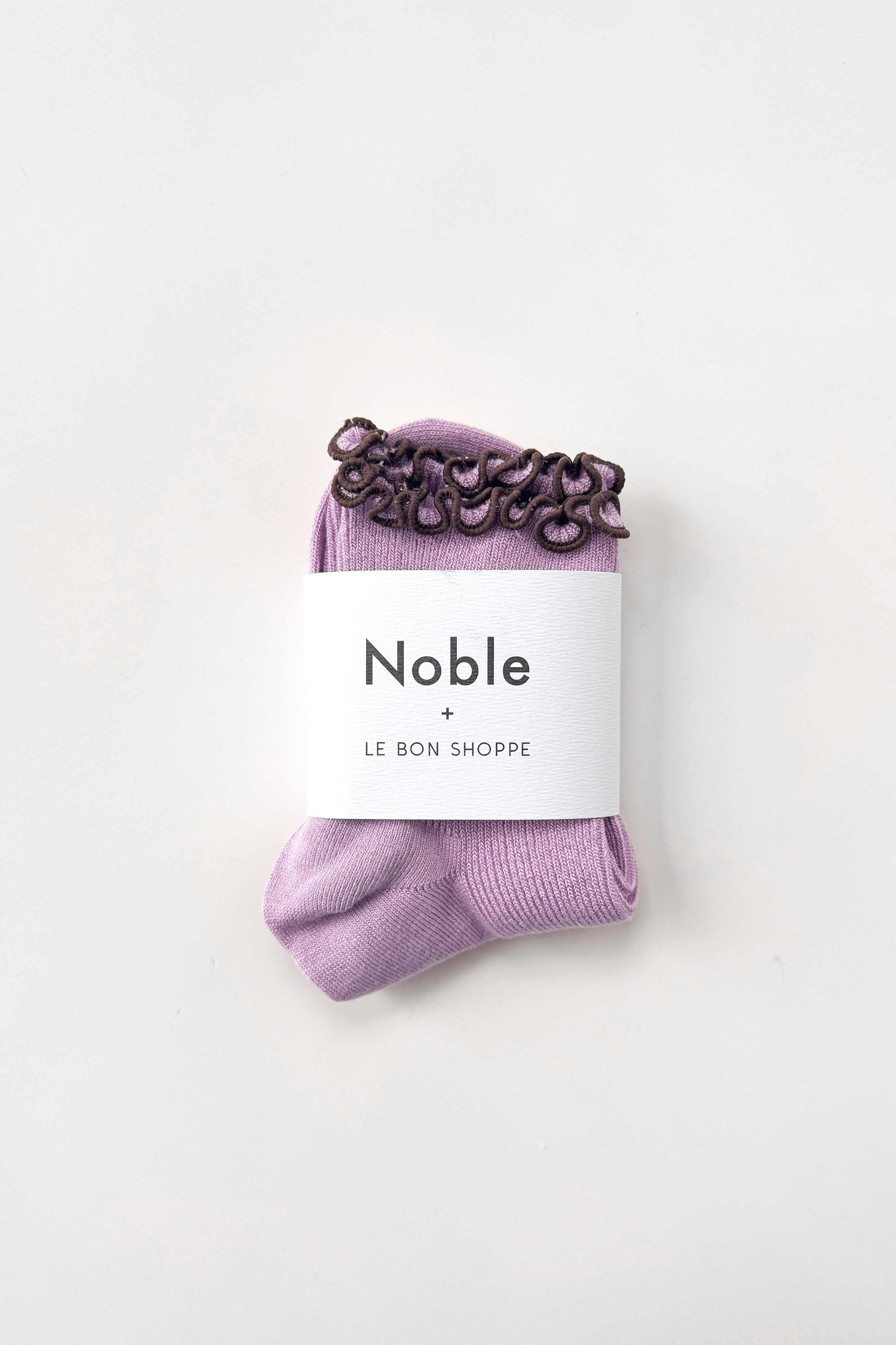 The Petite Ruffled Modal Socks - Lilac / Brown