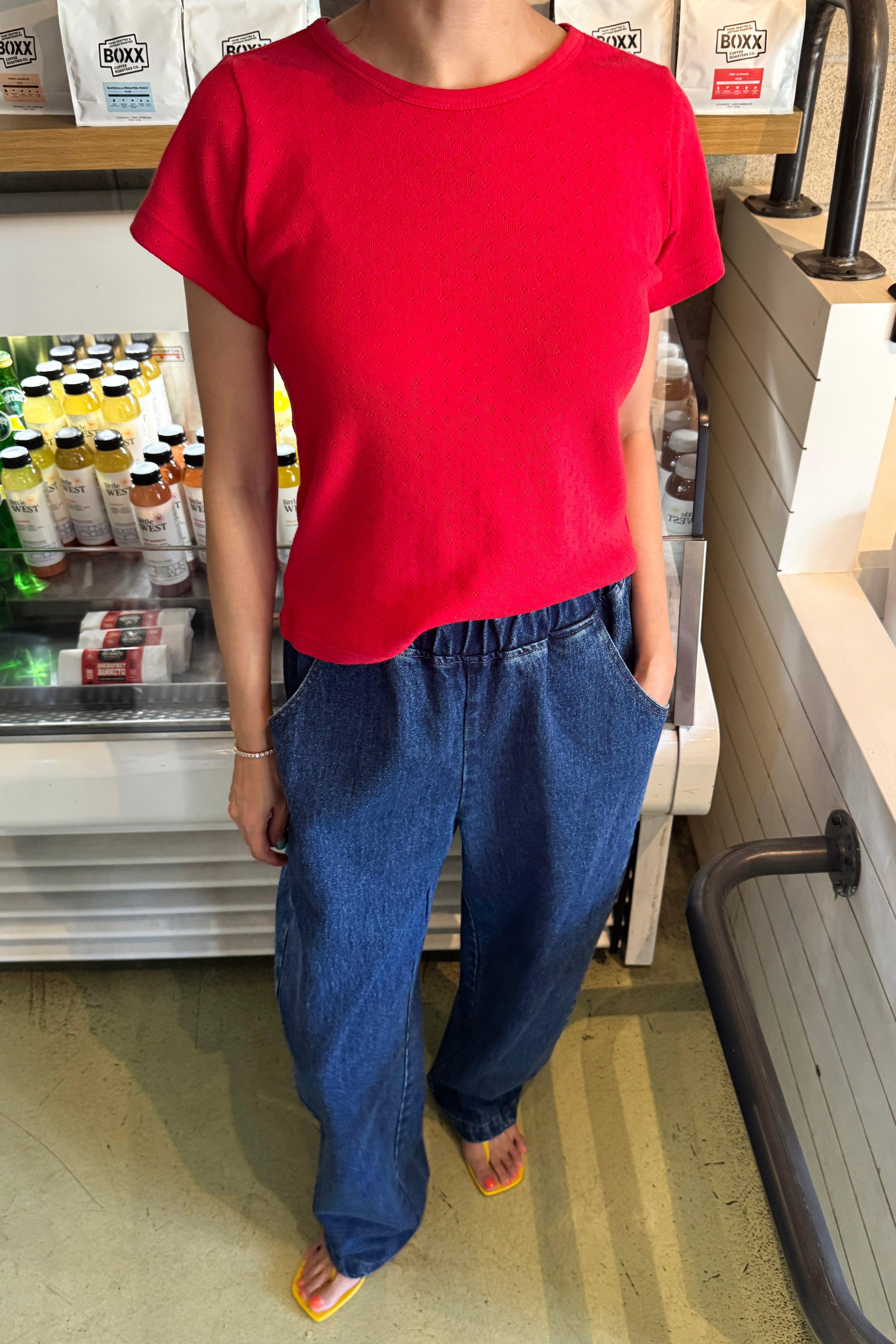 Pointelle Babe Tee - Red Apple