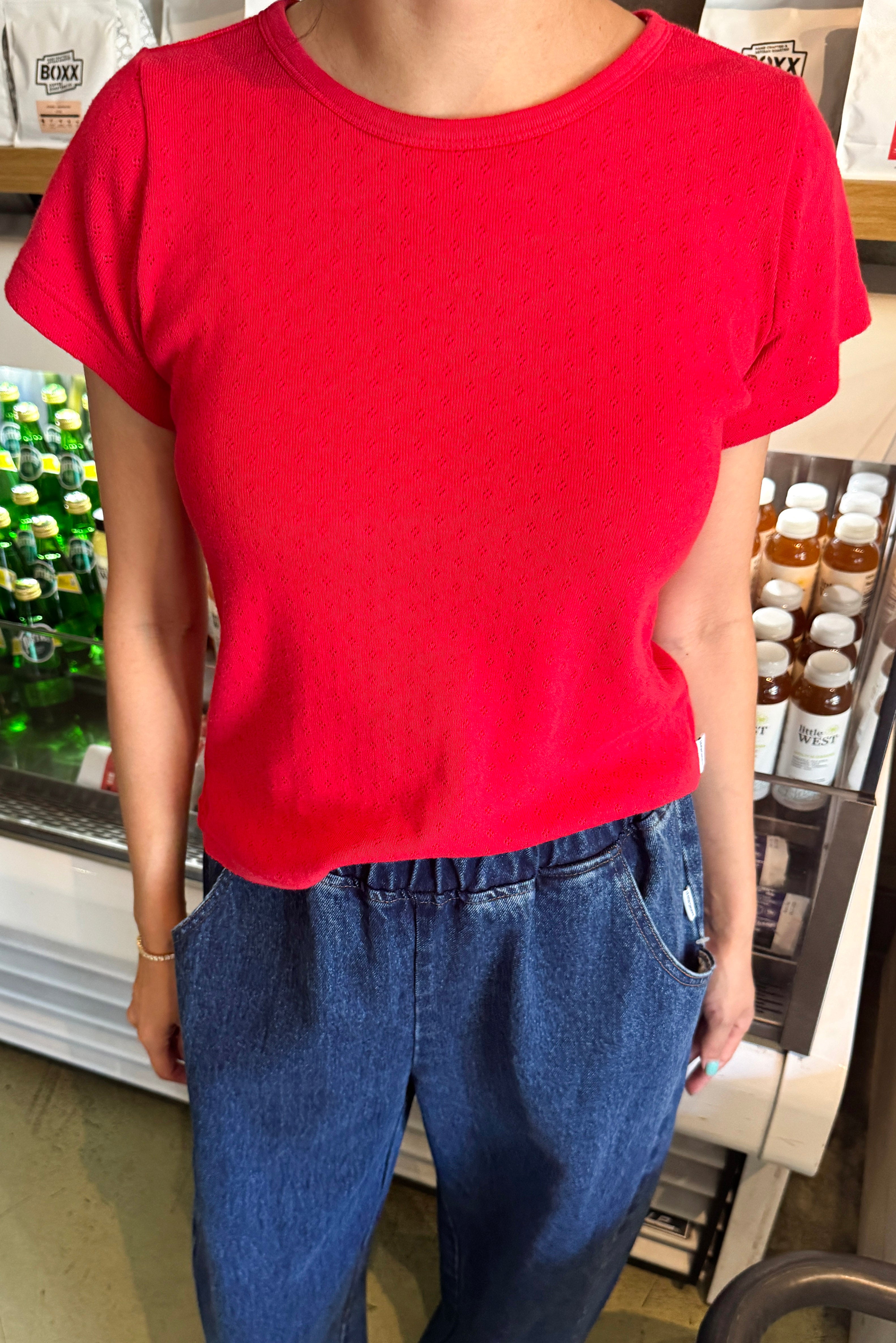 Pointelle Babe Tee - Red Apple
