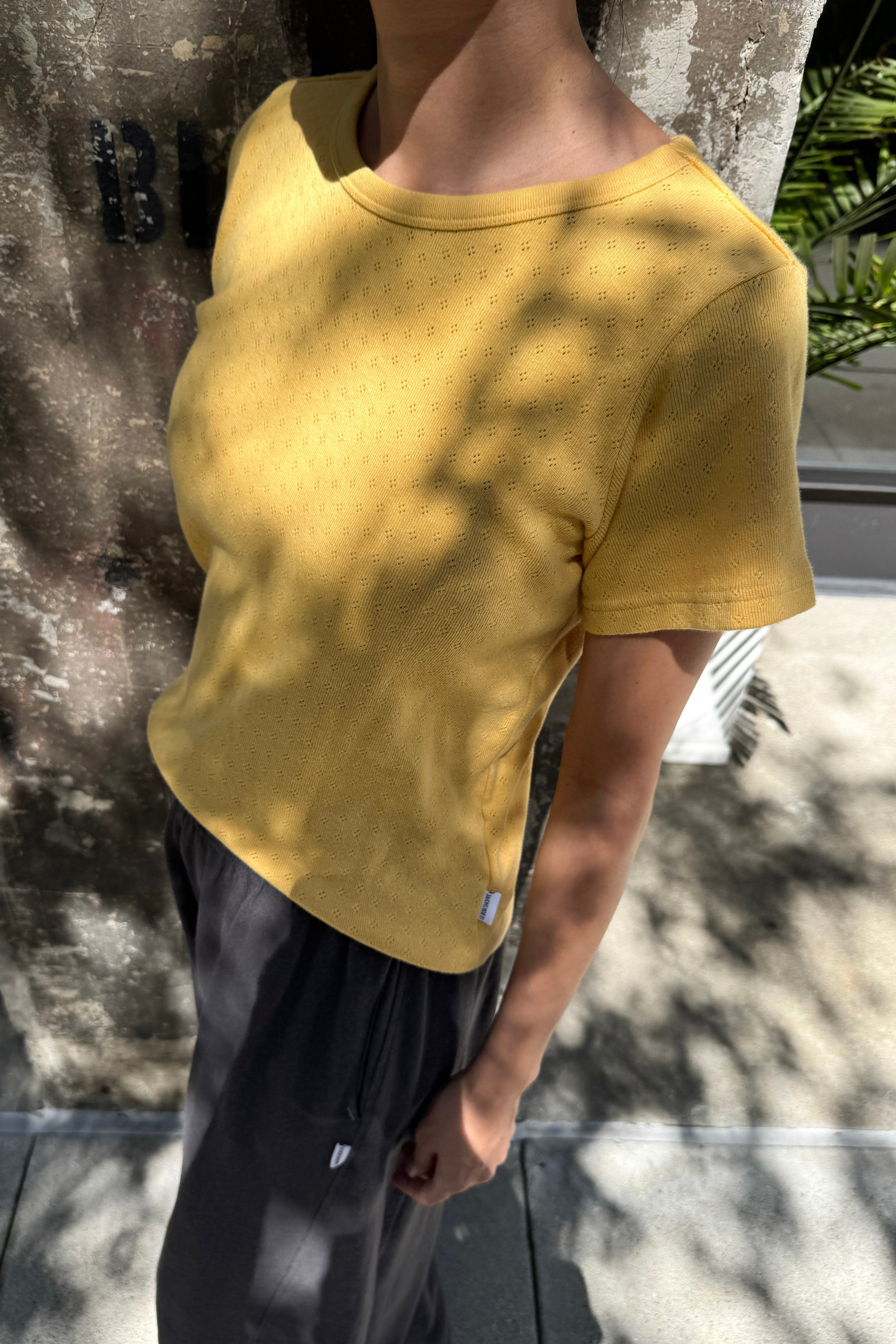Pointelle Babe Tee - Deep Yellow