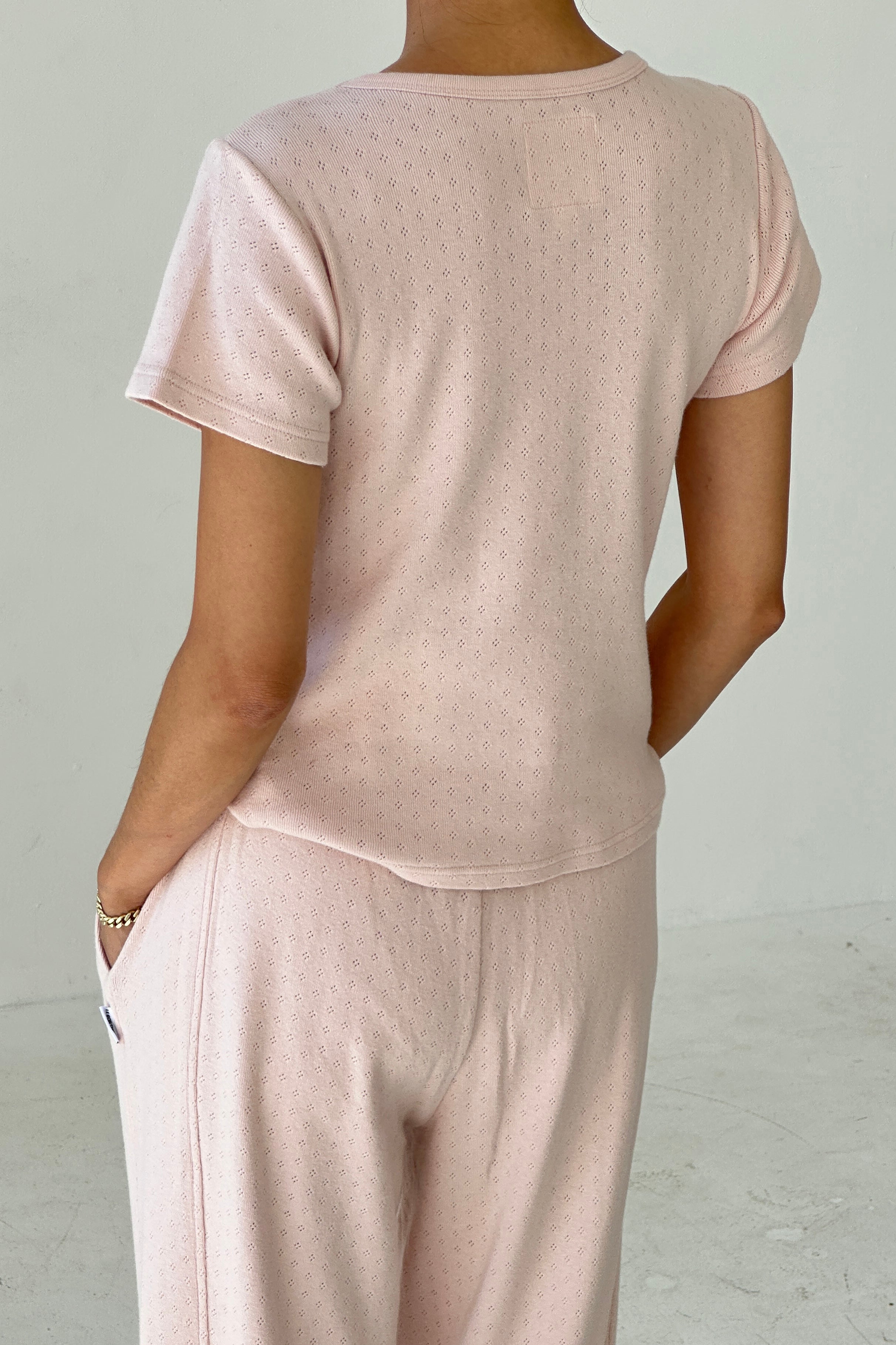 Pointelle Babe Tee - Baby Pink