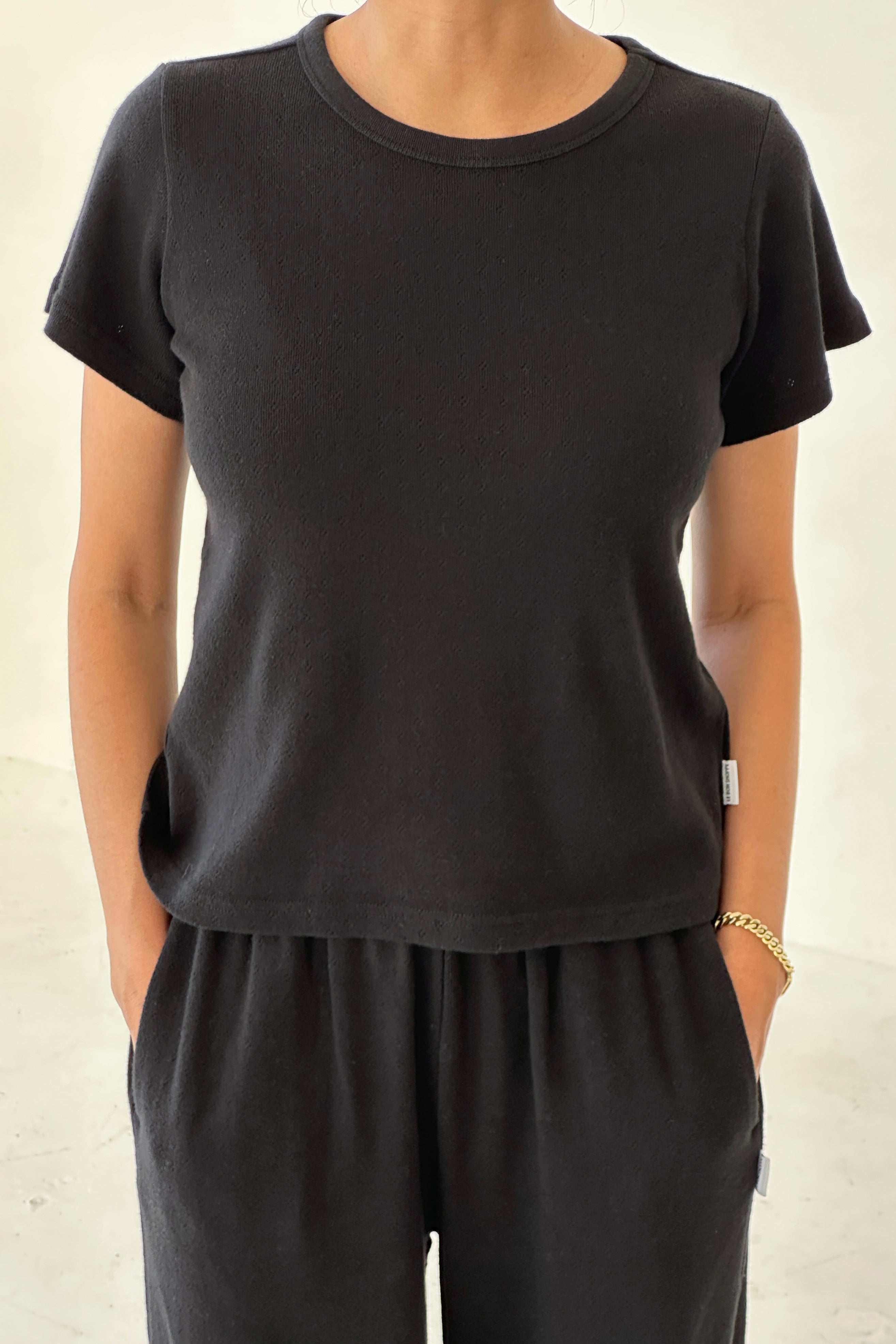 Pointelle Babe Tee - Black