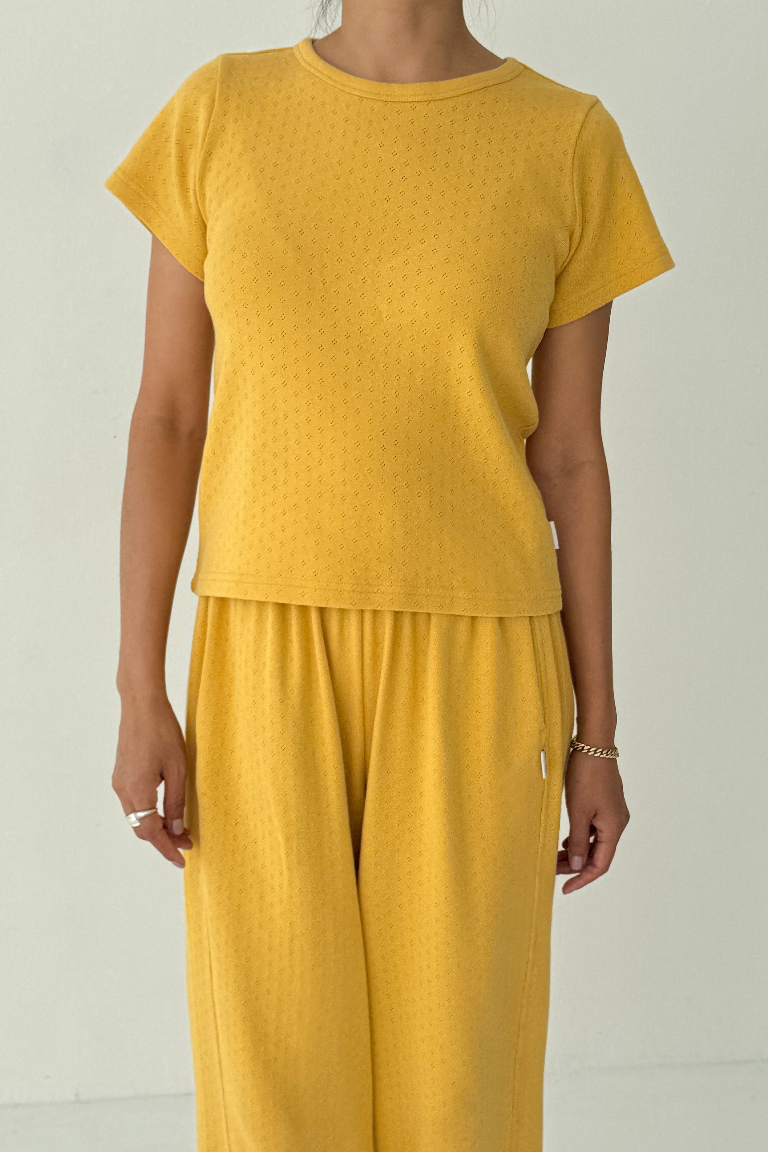 Pointelle Babe Tee - Deep Yellow