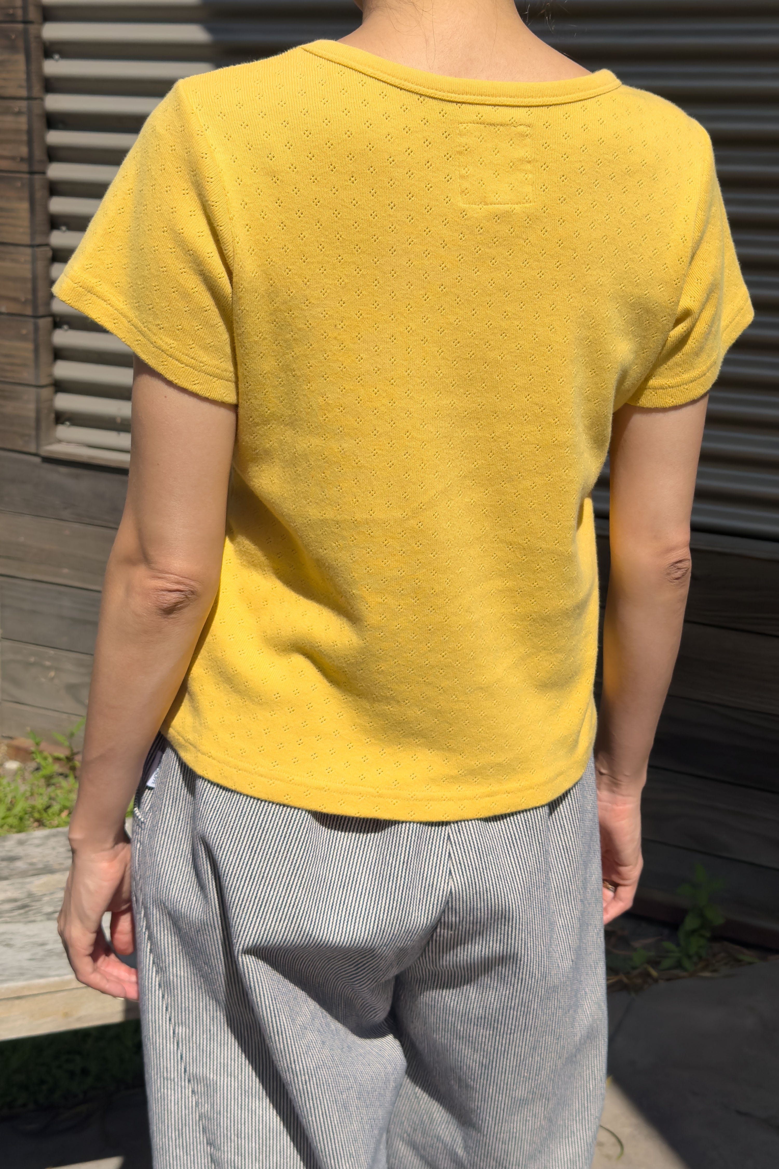 Pointelle Babe Tee - Deep Yellow