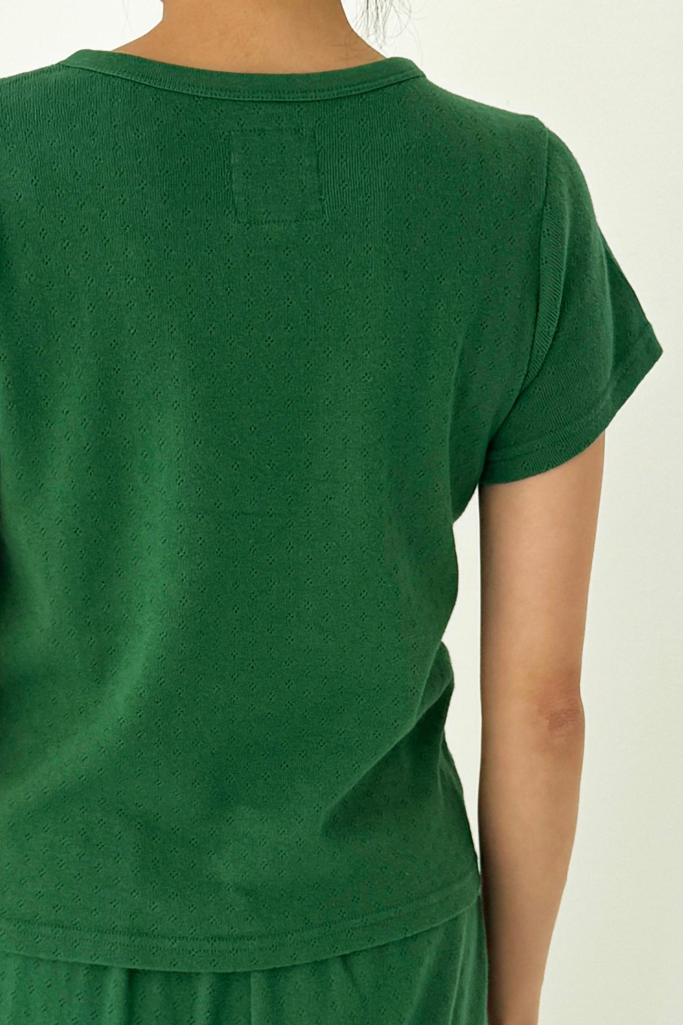 Pointelle Babe Tee - Moss Green