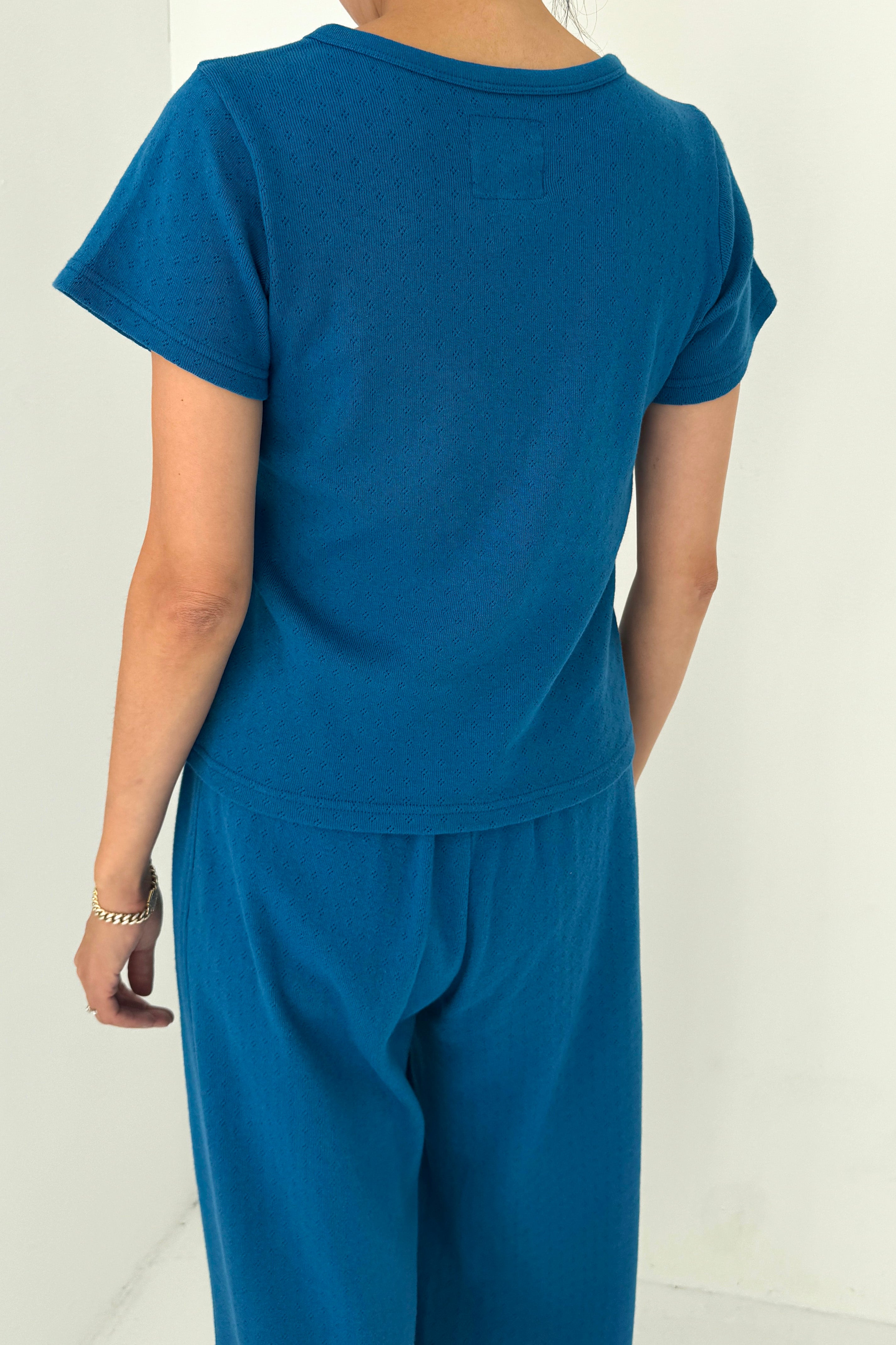 Pointelle Babe Tee - Sea Blue