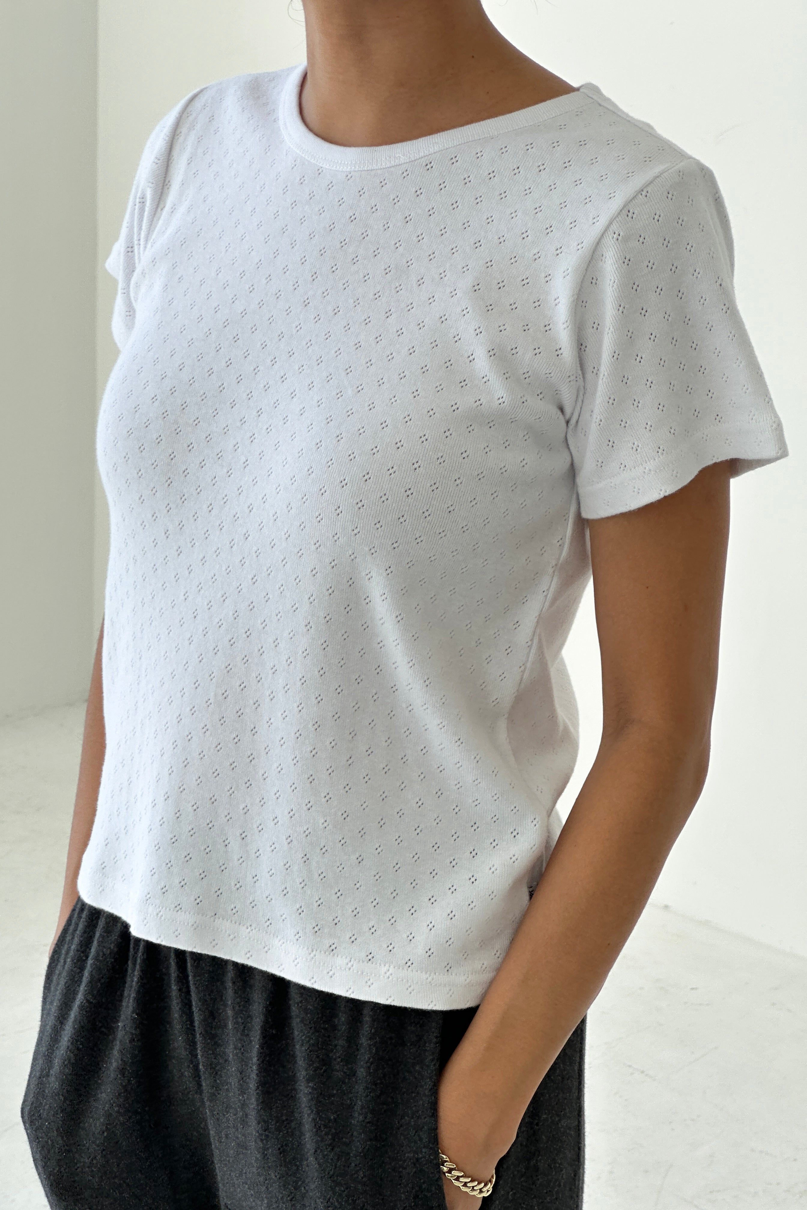 Pointelle Babe Tee - Snow White