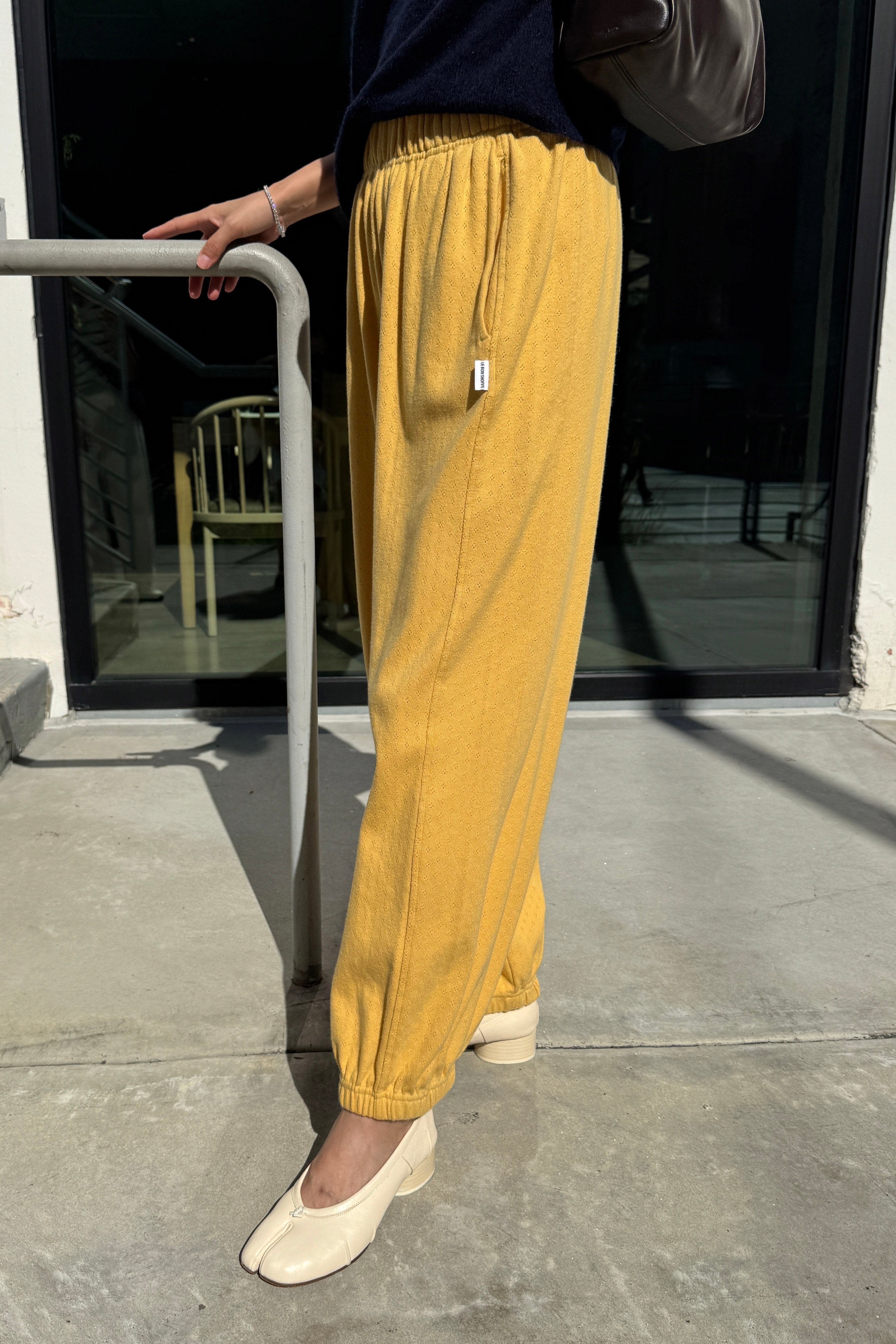 Pointelle Balloon Pants - Deep Yellow
