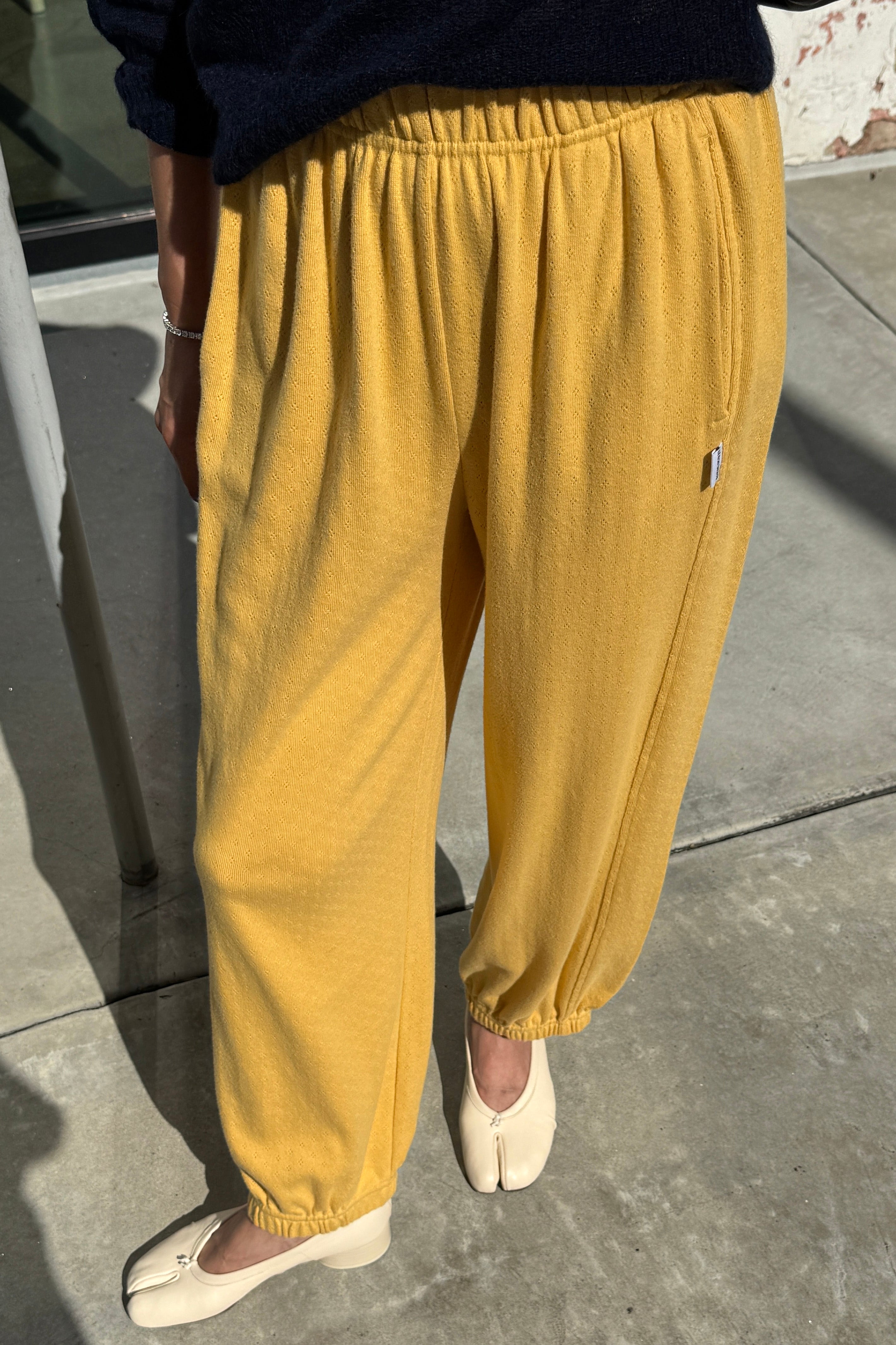 Pointelle Balloon Pants - Deep Yellow