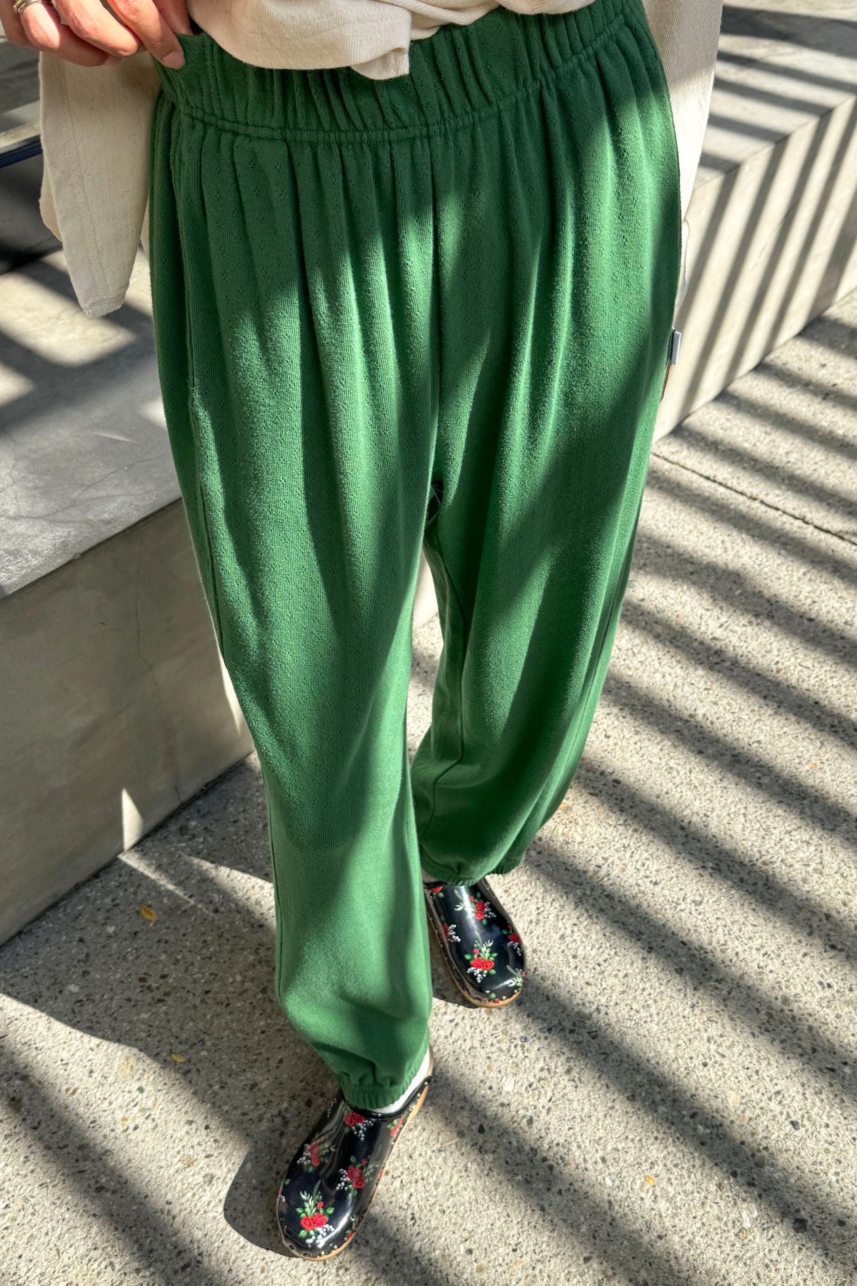 Pointelle Balloon Pants - Moss Green