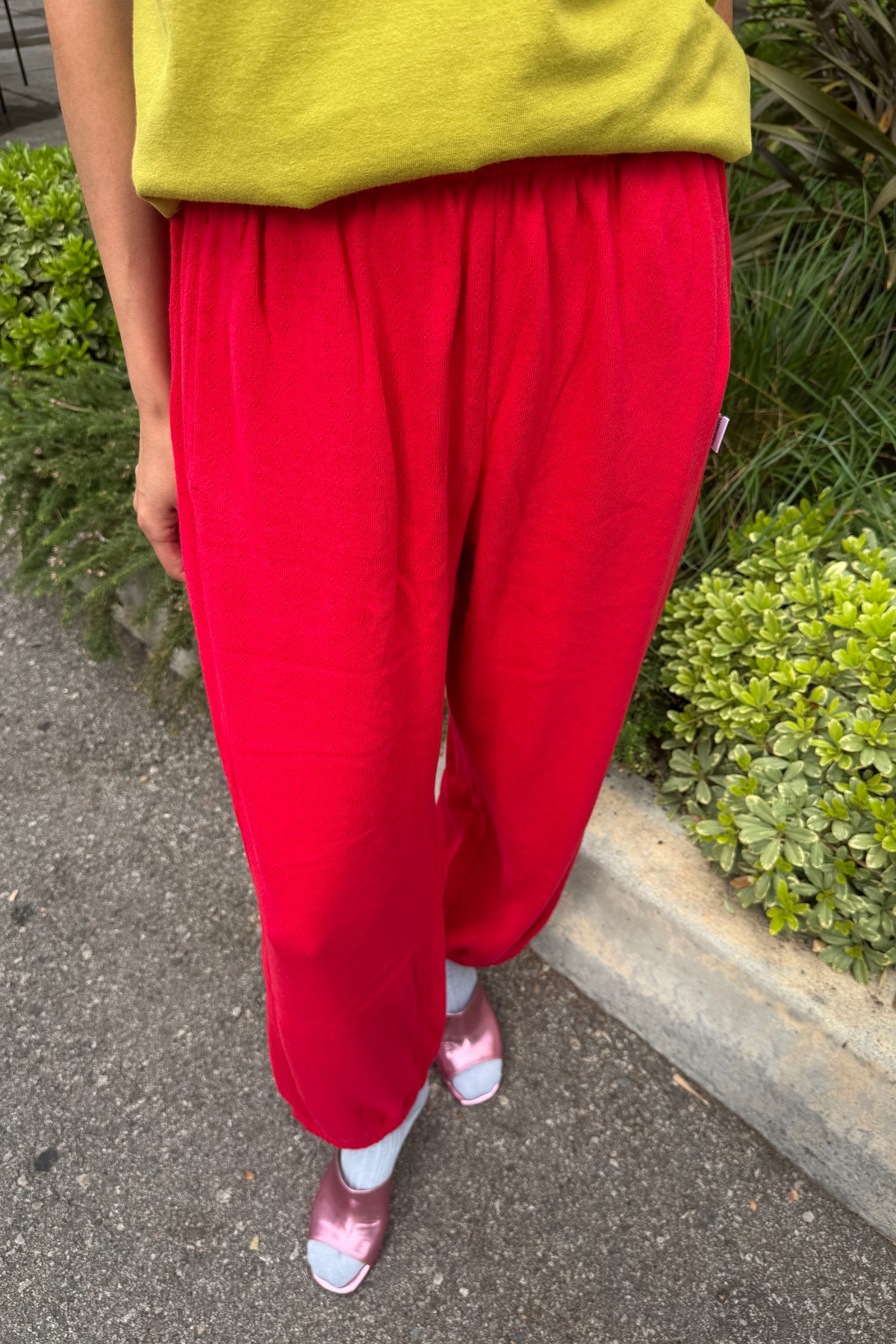 Pointelle Balloon Pants - Red Apple