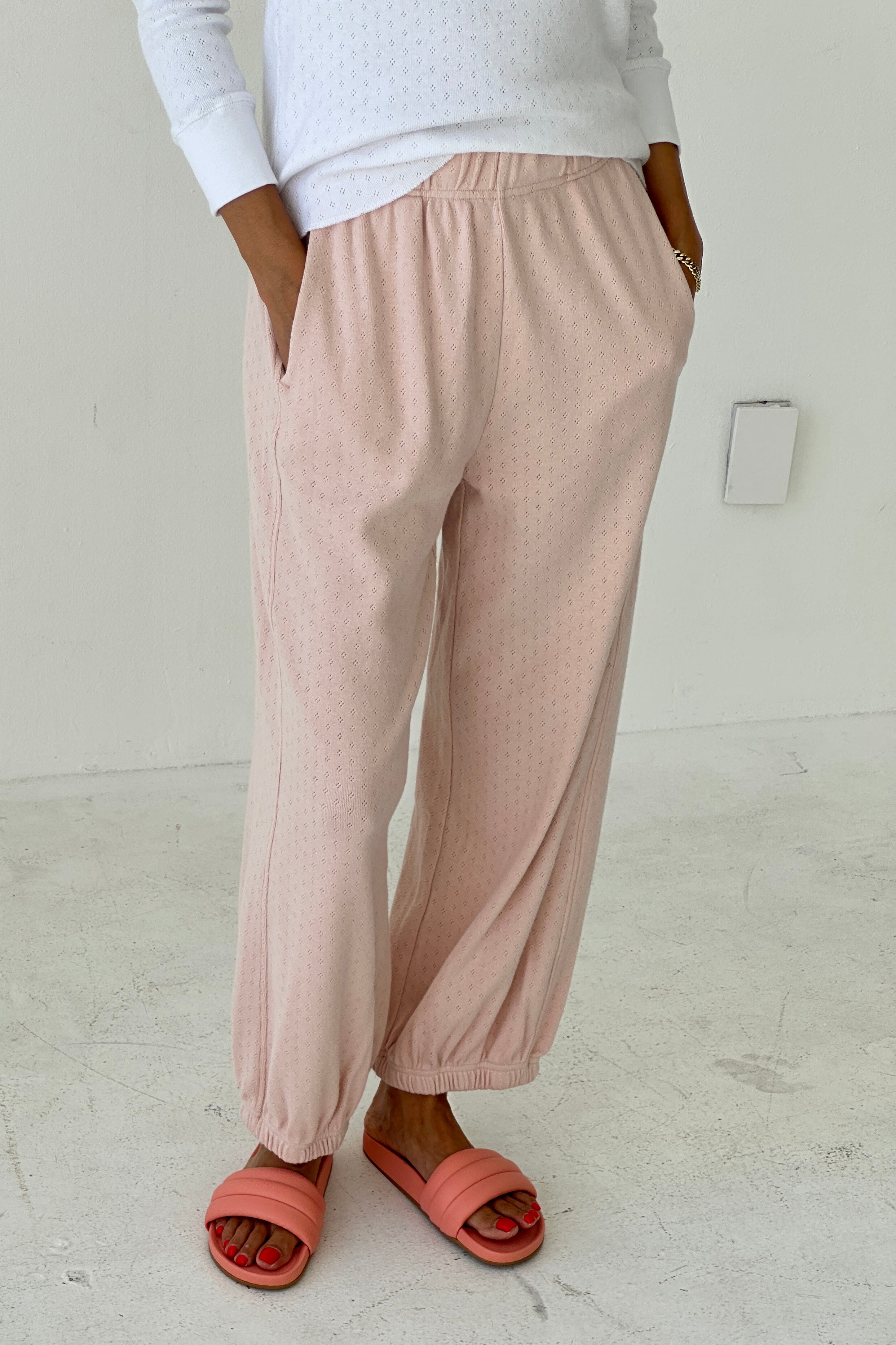 Pointelle Balloon Pants -Baby Pink