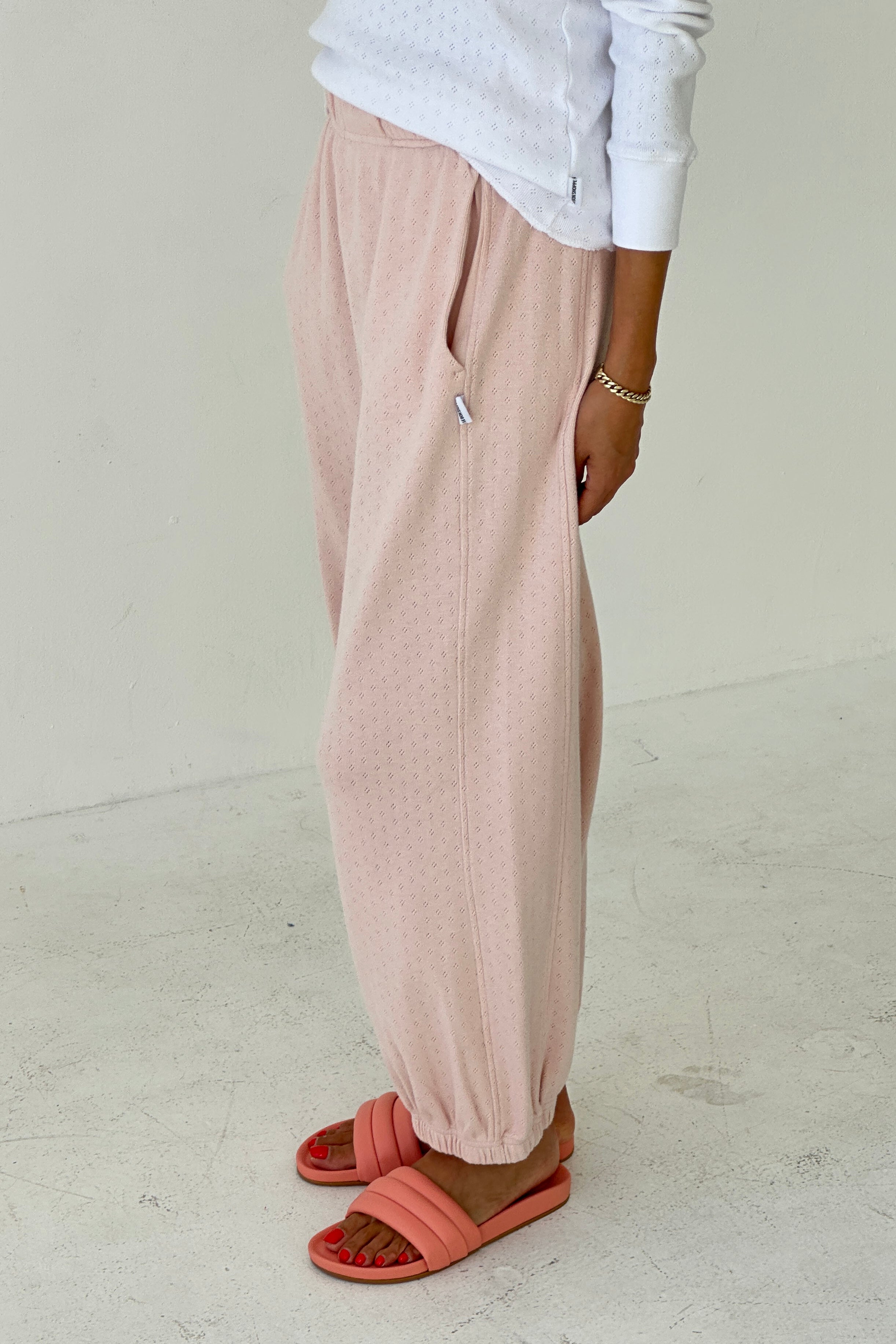 Pointelle Balloon Pants -Baby Pink