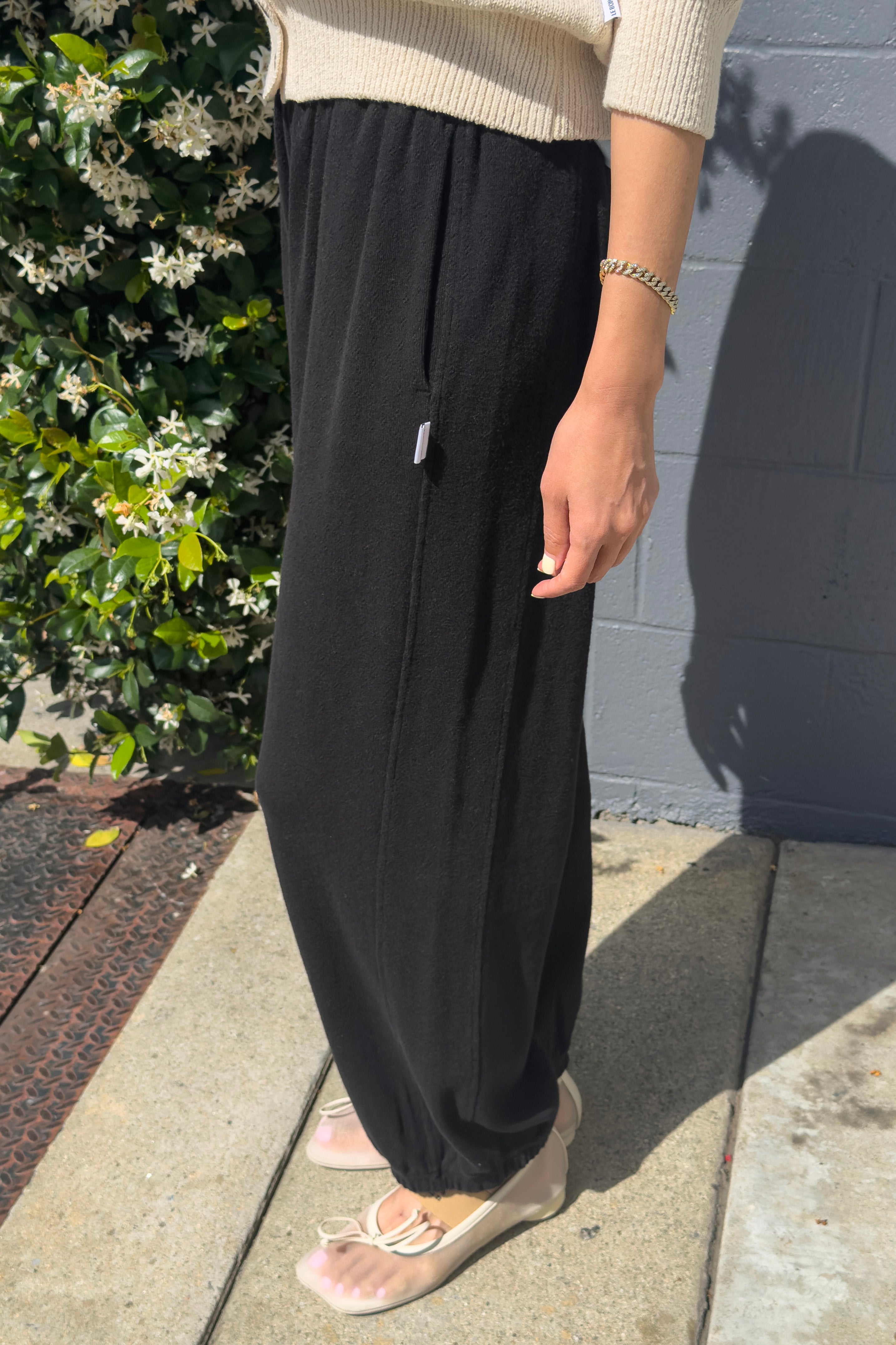 Pointelle Balloon Pants -Black