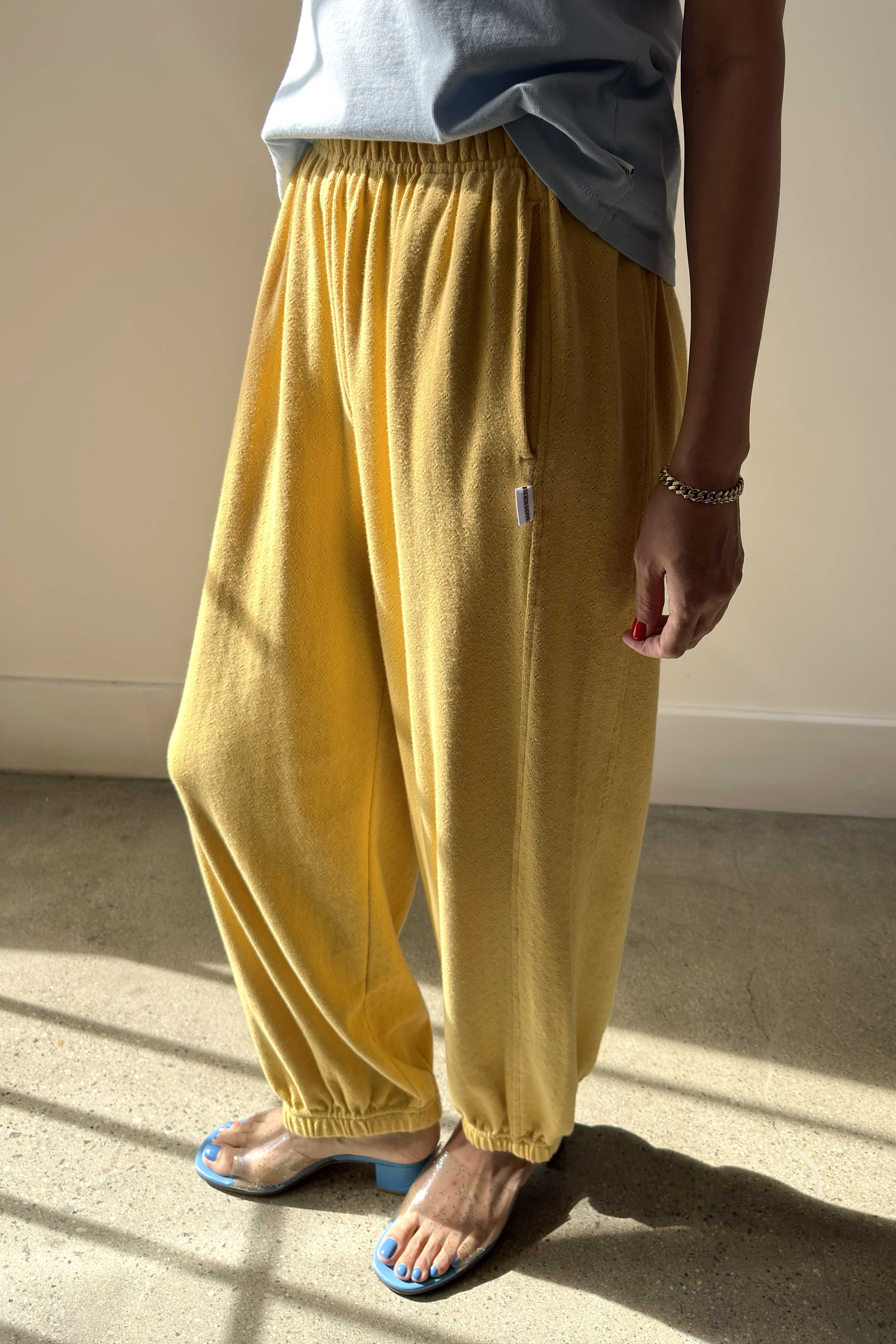 Pointelle Balloon Pants - Deep Yellow
