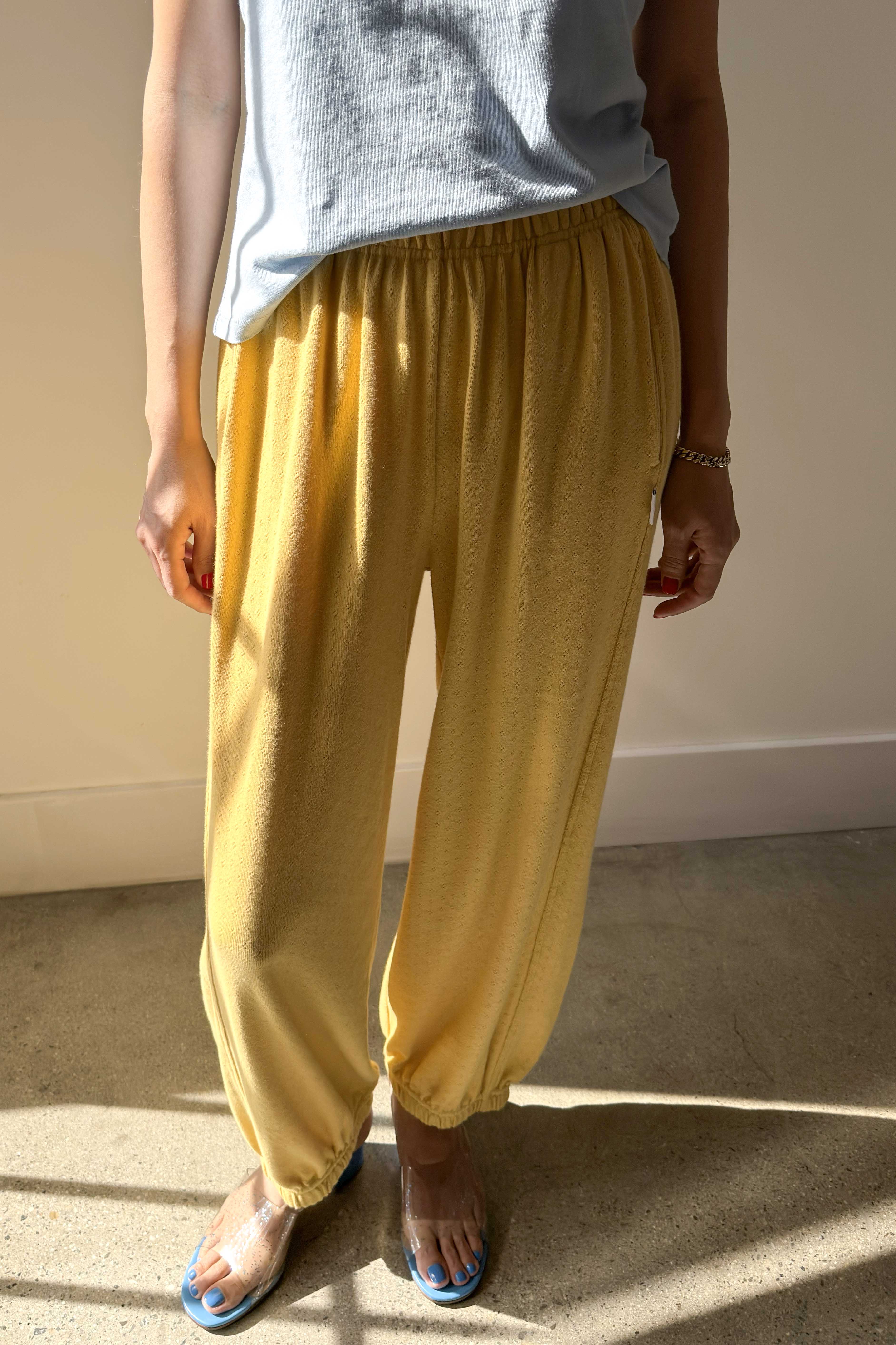 Pointelle Balloon Pants - Deep Yellow