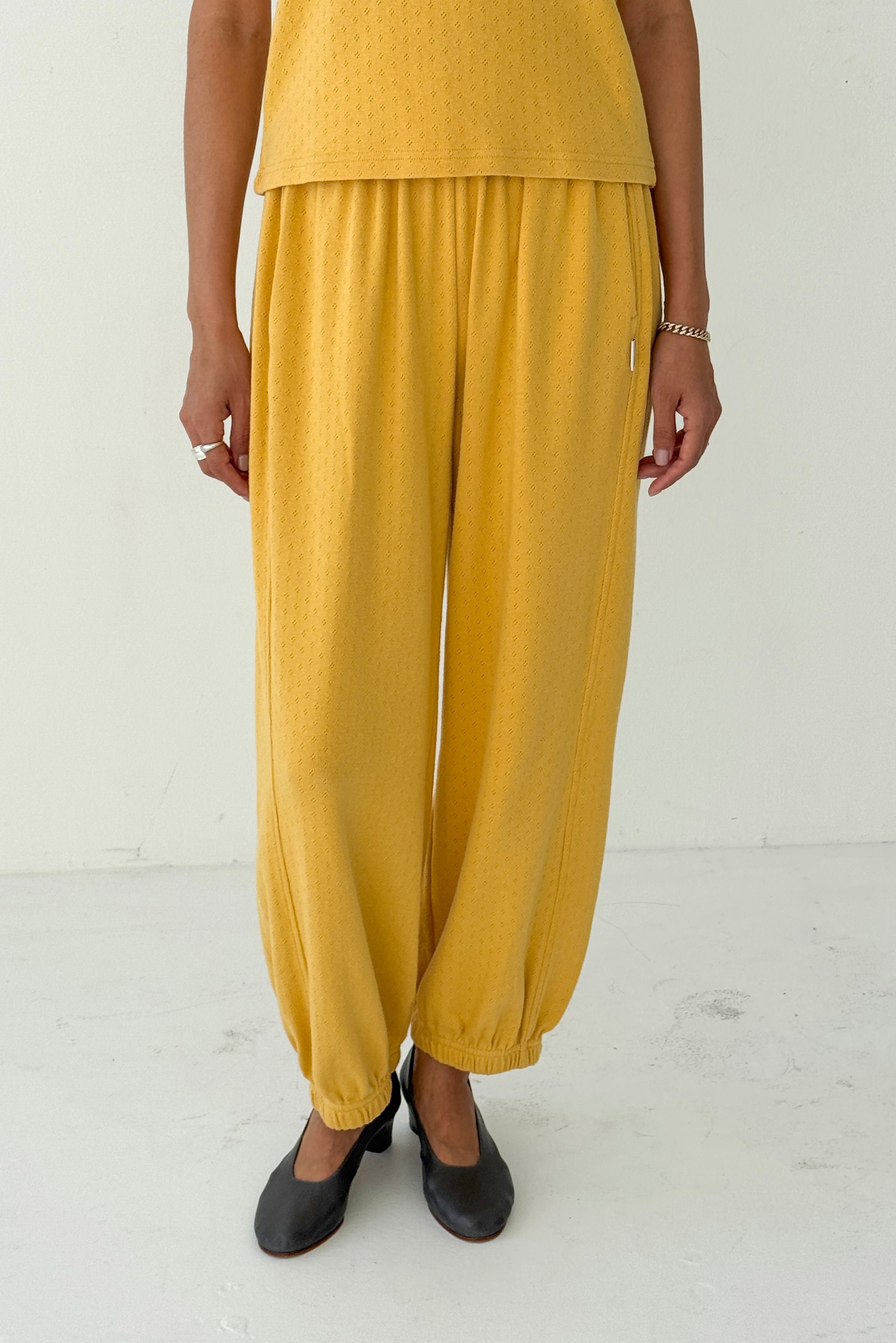 Pointelle Balloon Pants - Deep Yellow