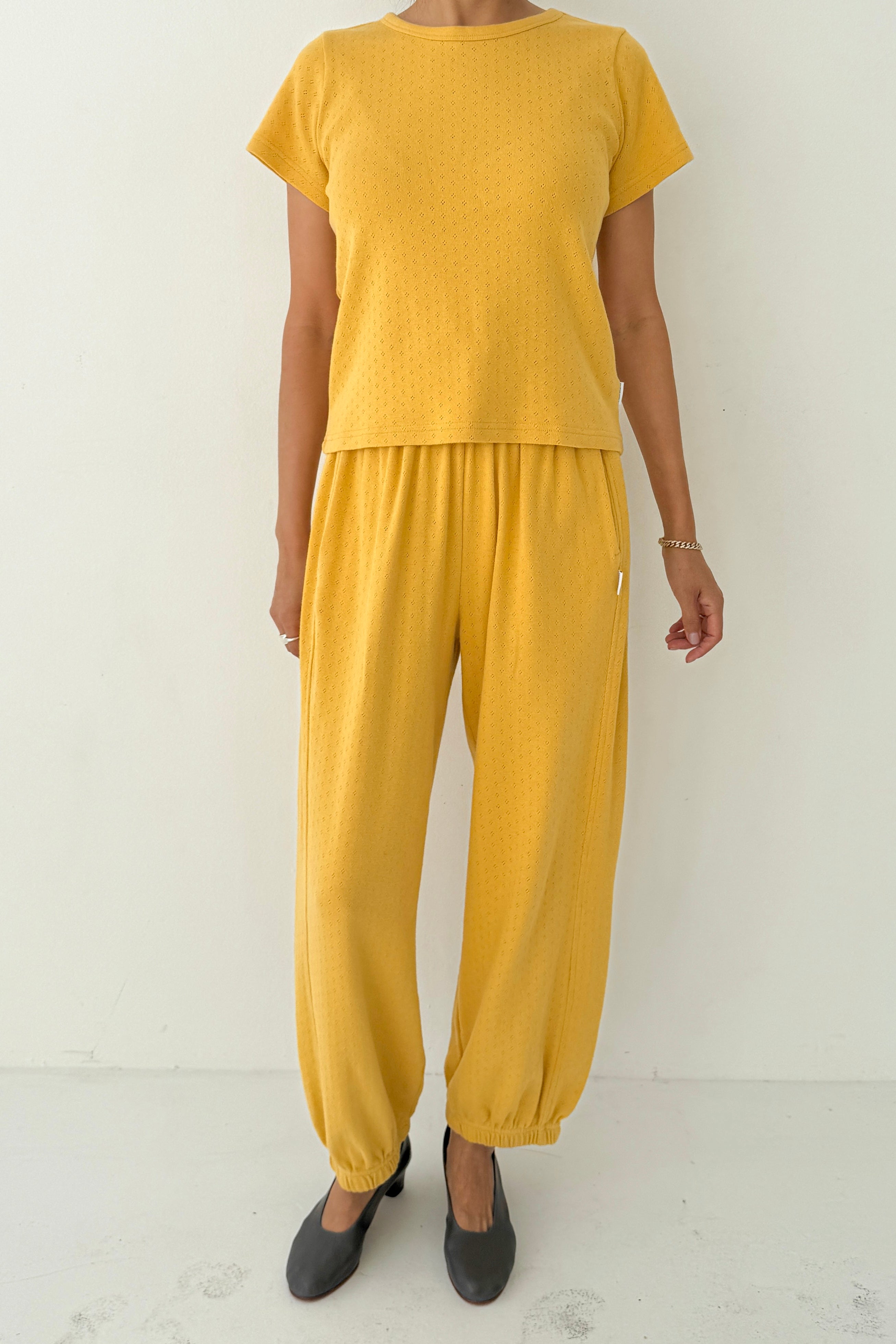 Pointelle Balloon Pants - Deep Yellow