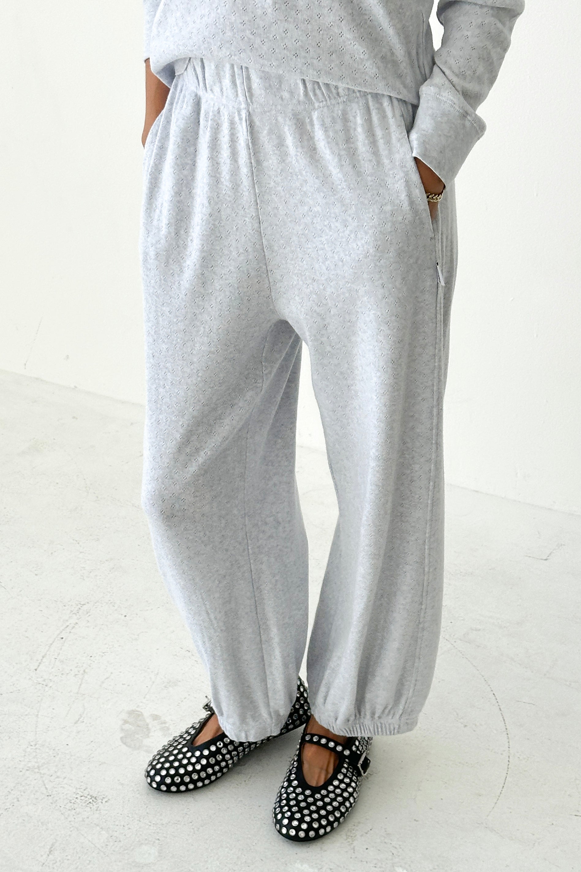 Pointelle Balloon Pants - Icy Grey